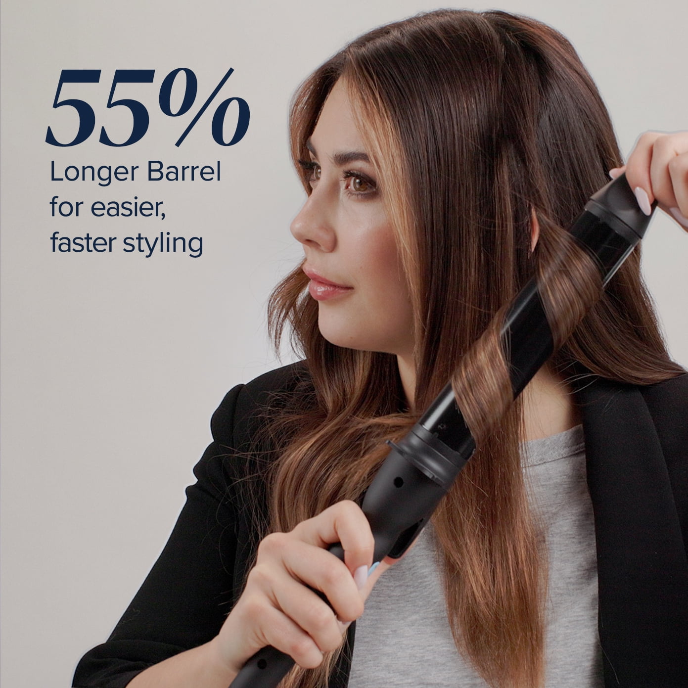 Bio Ionic Long Barrel Styler, 1" Curling Iron, Curling Wand, Adjustable Heat Hair Curler