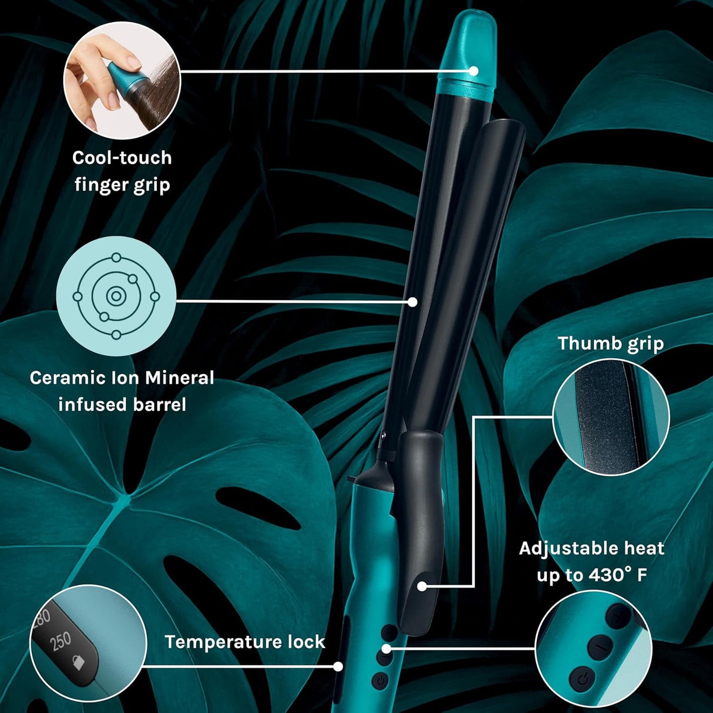 Bio Ionic Long Barrel Styler, 1" Curling Iron, Curling Wand, Adjustable Heat Hair Curler