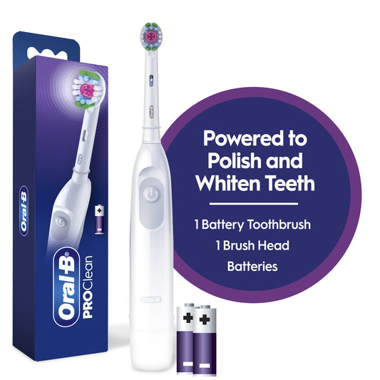 Oral-B Pro 100 3D White, Battery Toothbrush, White