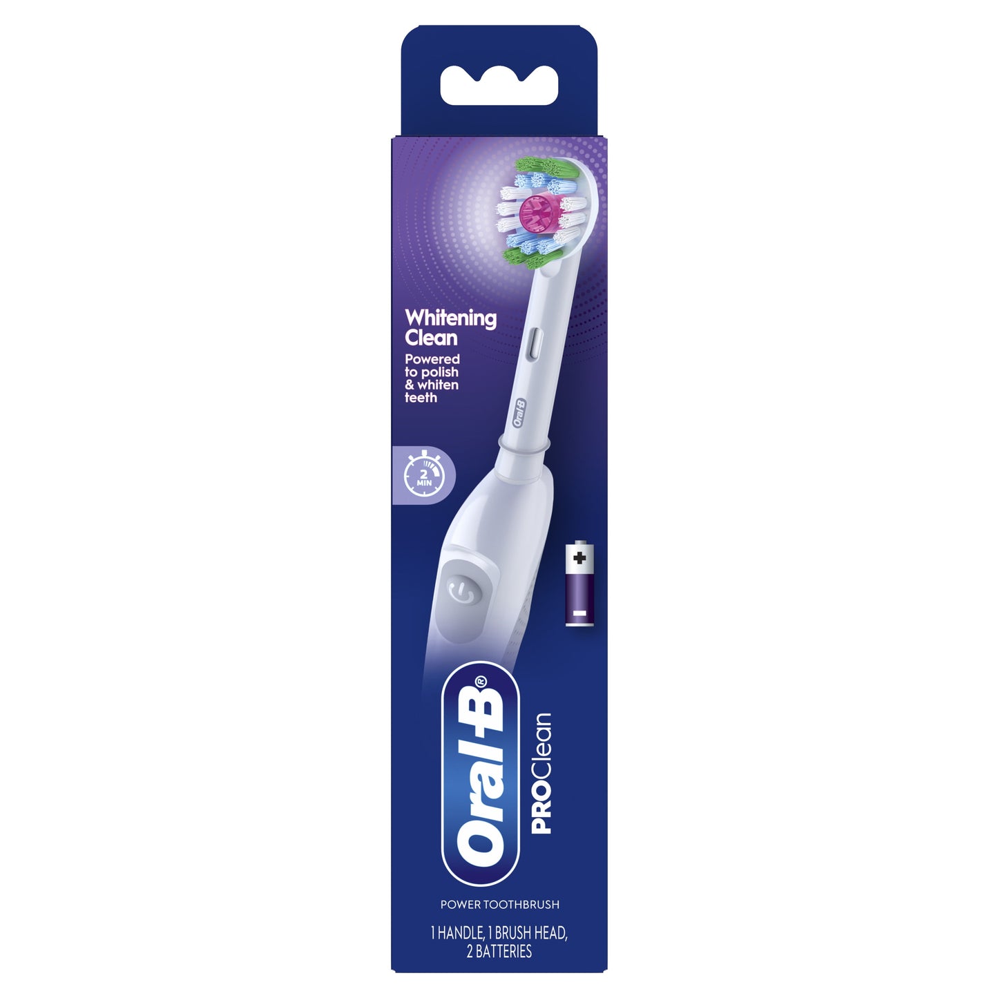 Oral-B Pro 100 3D White, Battery Toothbrush, White
