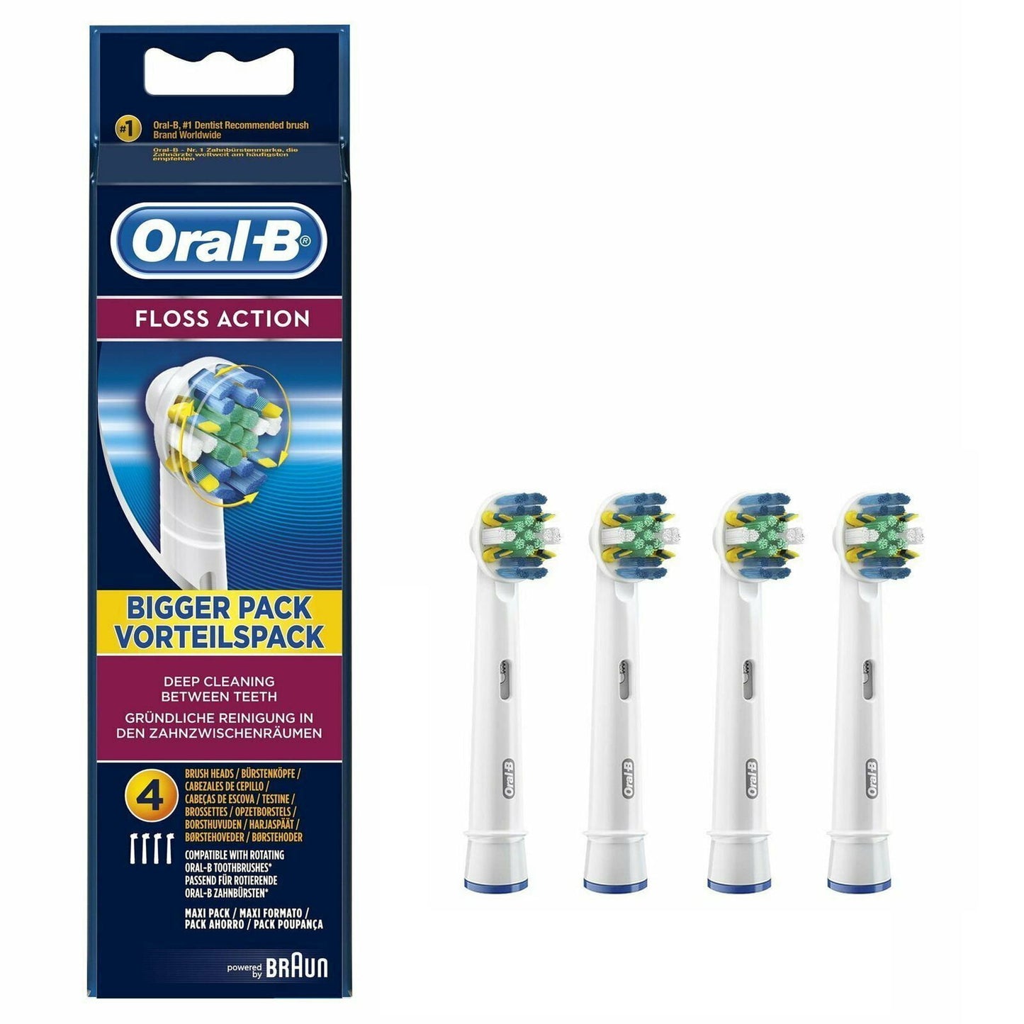Oral-B Flossing Action Replacement Toothbrush Heads, 4 Pack Brush Heads
