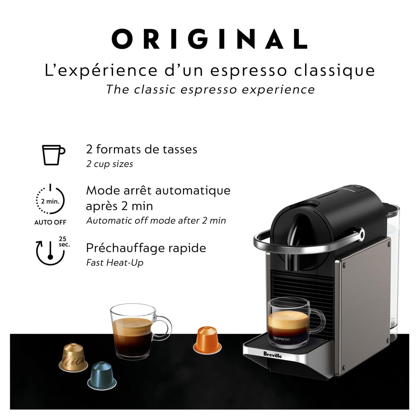 Nespresso Pixie Espresso Machine by Breville, Titan - BEC440TTN