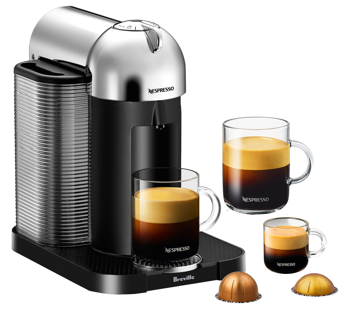 Nespresso Vertuo Coffee &amp; Espresso Single-Serve Machine in Chrome, BNV220CRO1BUC1