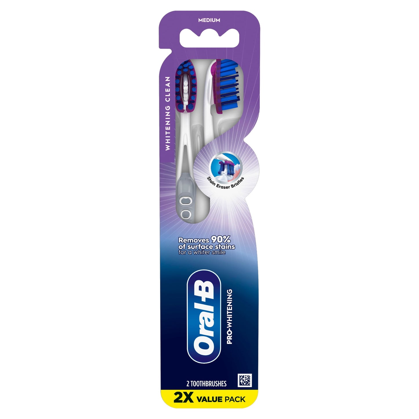 Oral-B Toothbrush Pack, Pro Whitening Manual Toothbrush, Medium Bristles, 2 Count