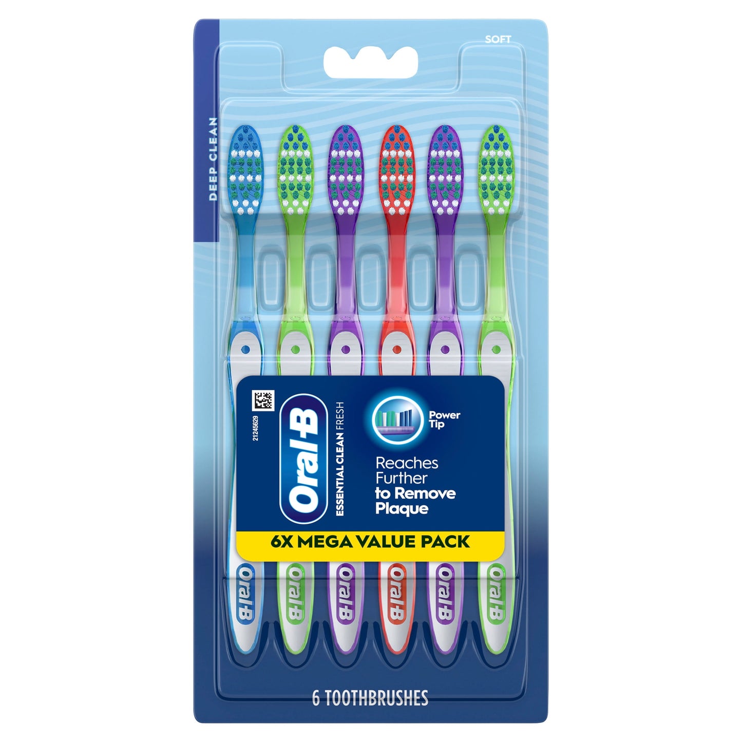 (4 pack) Oral-B Toothbrush Pack, Essential Clean Manual Toothbrushes, Soft Bristles, 6 Count