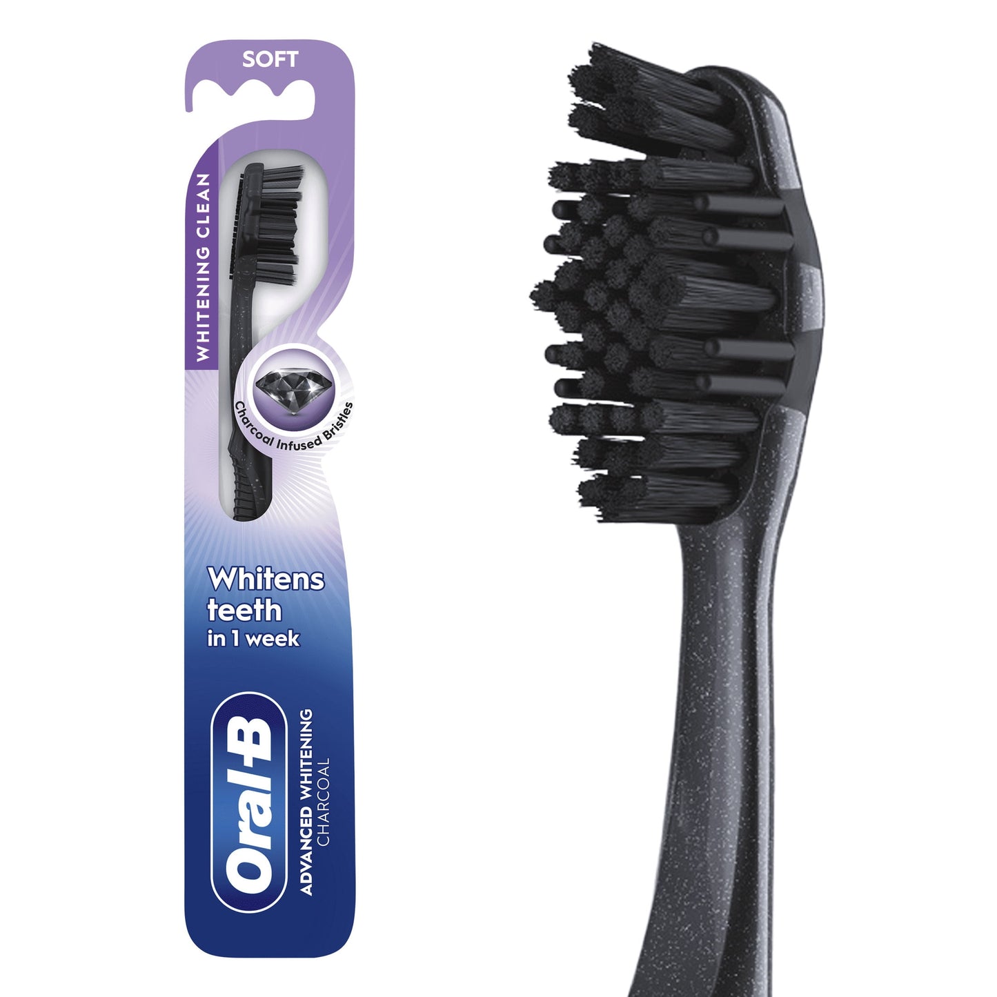 Oral-B Toothbrush, Advanced Whitening Charcoal, Soft, 1 Count