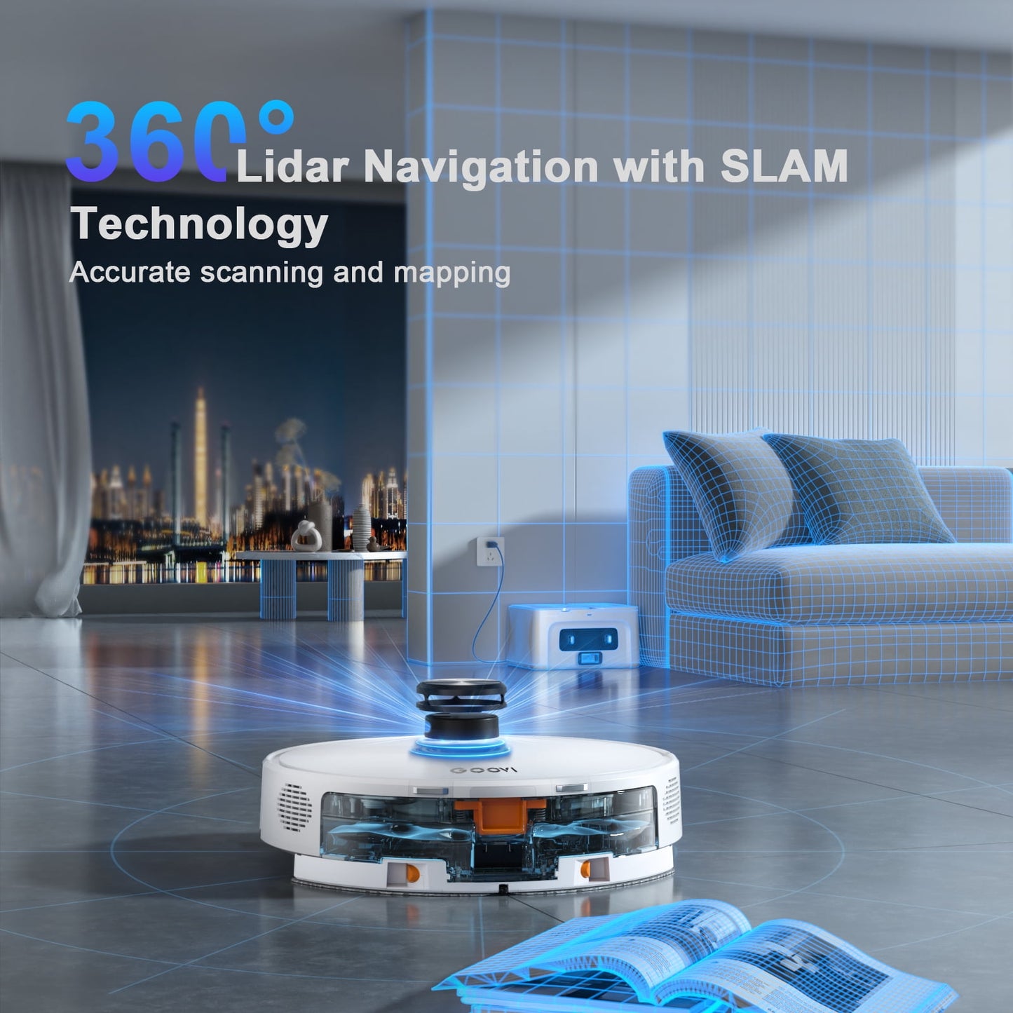 GOOVI Robot Vacuum and Mop Combo with 3D Home Mapping, Self-Emptying Base for 70 Days, 220 Mins Runtime, Pet Friendly Anti-Tangle