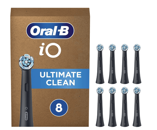 Oral-B IO Ultimate Clean Replacement Brush Heads Black, 8 count
