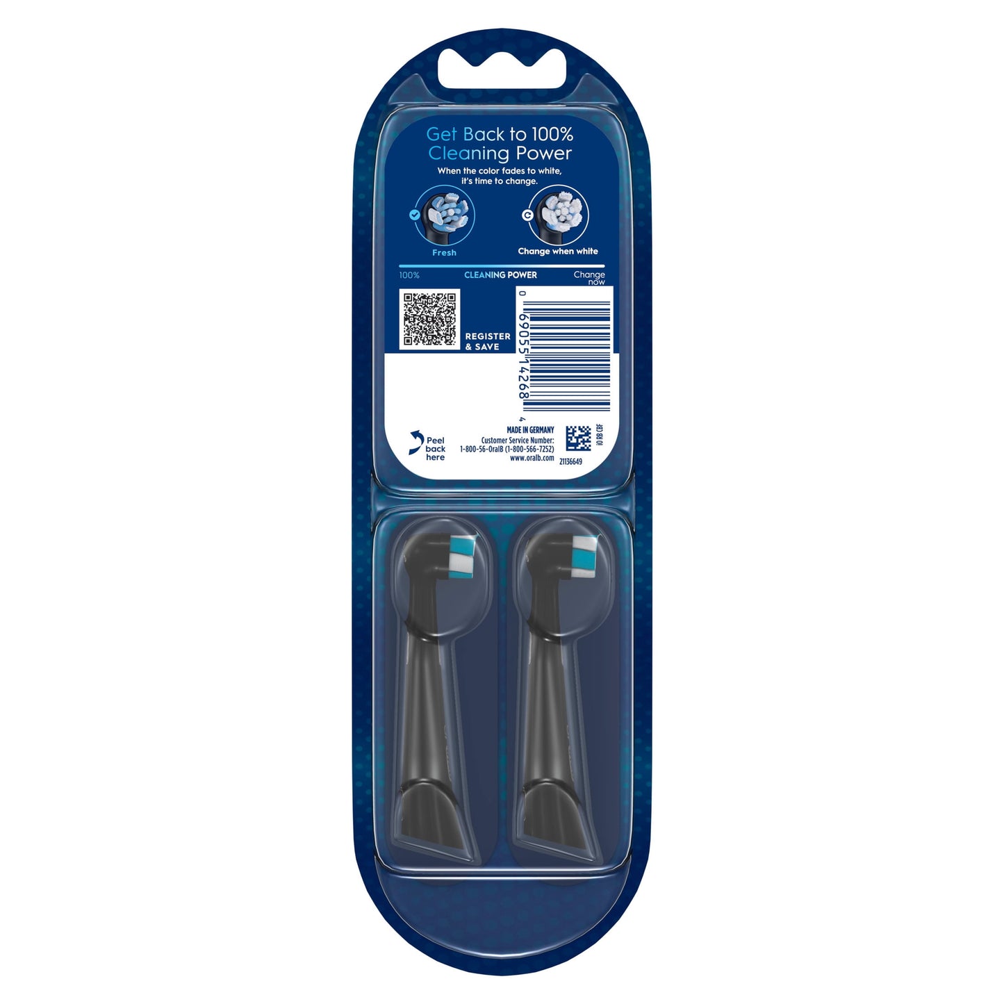 Oral-B iO Toothbrush Heads, Ultimate Clean Replacement Brush Heads, Black, 4 count