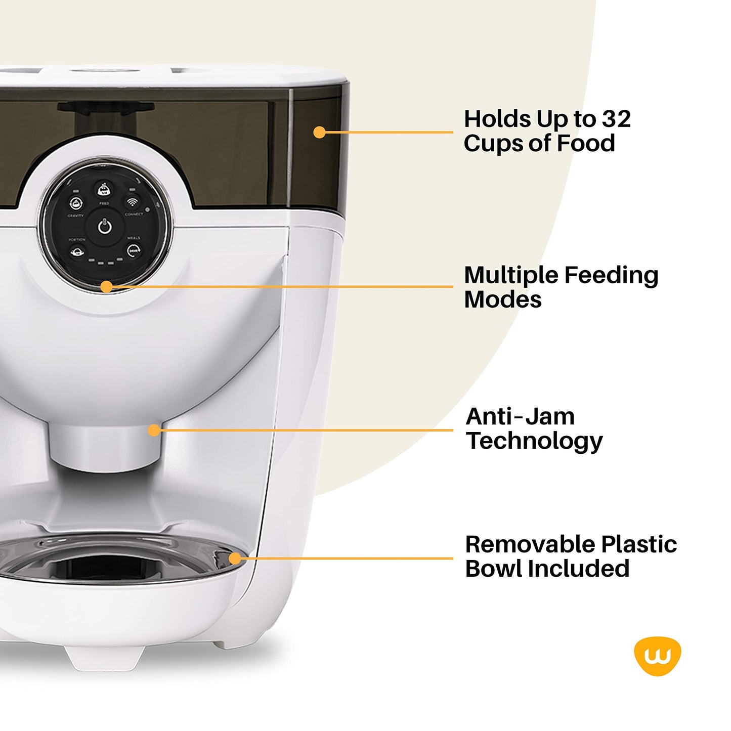 Feeder-Robot by Whisker, Black with Smoke-Grey Hopper; Smart, Automatic Pet Feeder, Feed Your Cat and Dog from Anywhere, Designed &amp; Assembled in USA