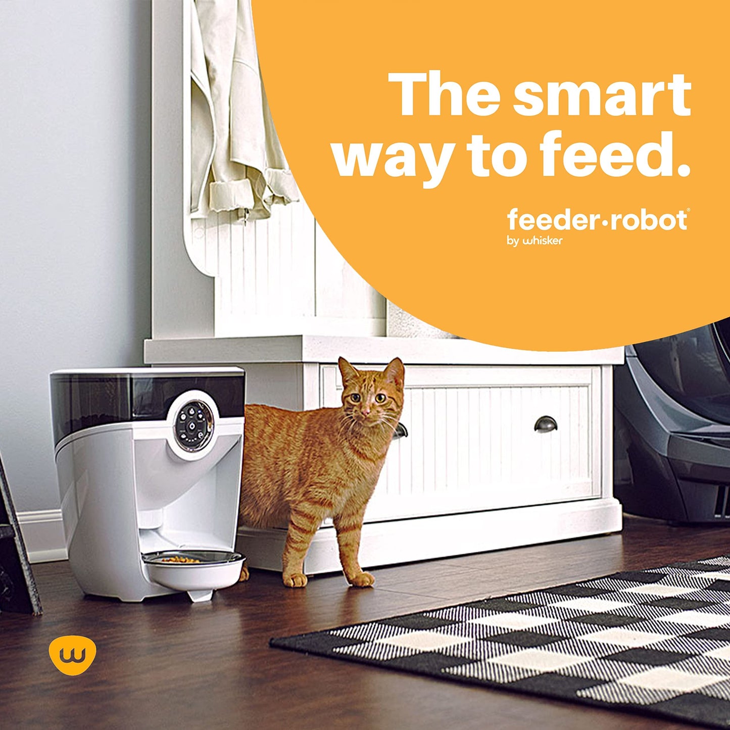 Feeder-Robot by Whisker, Black with Smoke-Grey Hopper; Smart, Automatic Pet Feeder, Feed Your Cat and Dog from Anywhere, Designed &amp; Assembled in USA