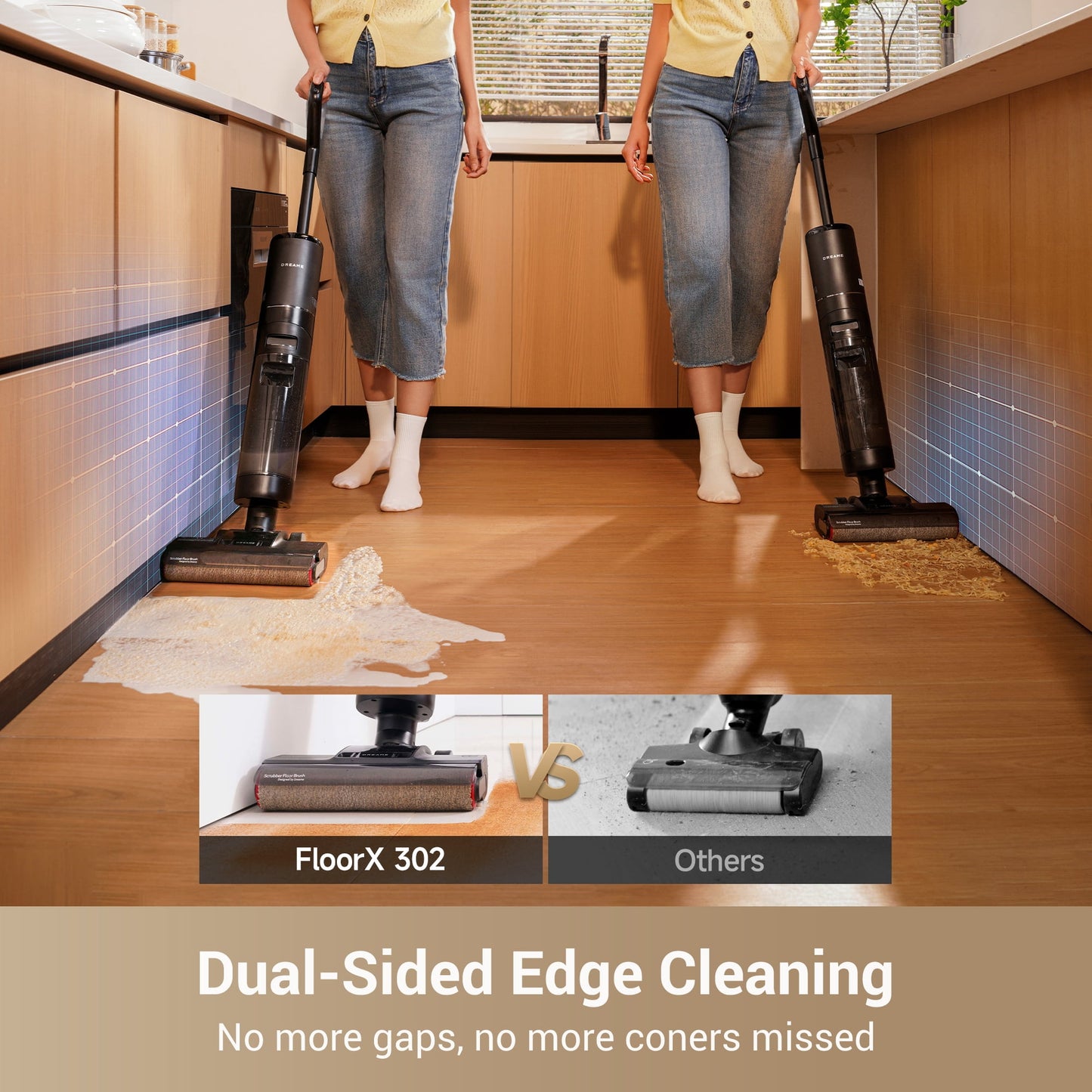 Dreame FloorX 302 Wet Dry Vacuum Cleaner, Vacuum Mop All in One with Auto Self-Cleaning, Floor Cleaner Machine for Hard Floor, 35 Mins Runtime, Edge Cleaning, Self-Propelled Vacuum Mop Combo