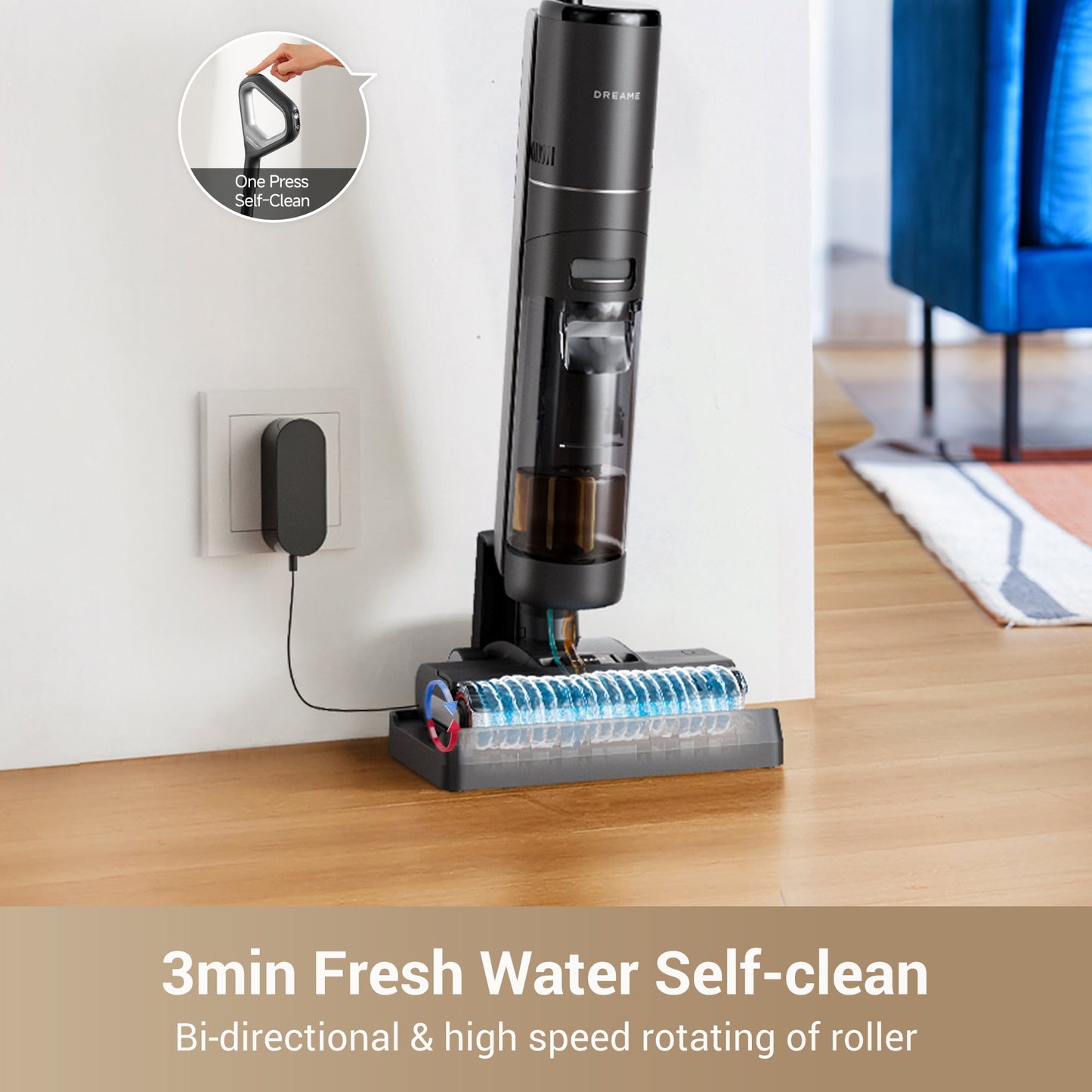 Dreame FloorX 302 Wet Dry Vacuum Cleaner, Vacuum Mop All in One with Auto Self-Cleaning, Floor Cleaner Machine for Hard Floor, 35 Mins Runtime, Edge Cleaning, Self-Propelled Vacuum Mop Combo