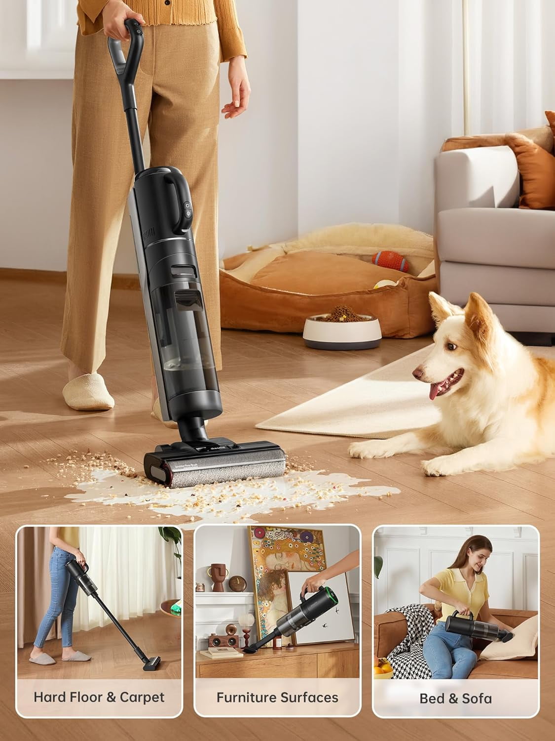 Dreame FloorX 302 Wet Dry Vacuum Cleaner, Vacuum Mop All in One with Auto Self-Cleaning, Floor Cleaner Machine for Hard Floor, 35 Mins Runtime, Edge Cleaning, Self-Propelled Vacuum Mop Combo