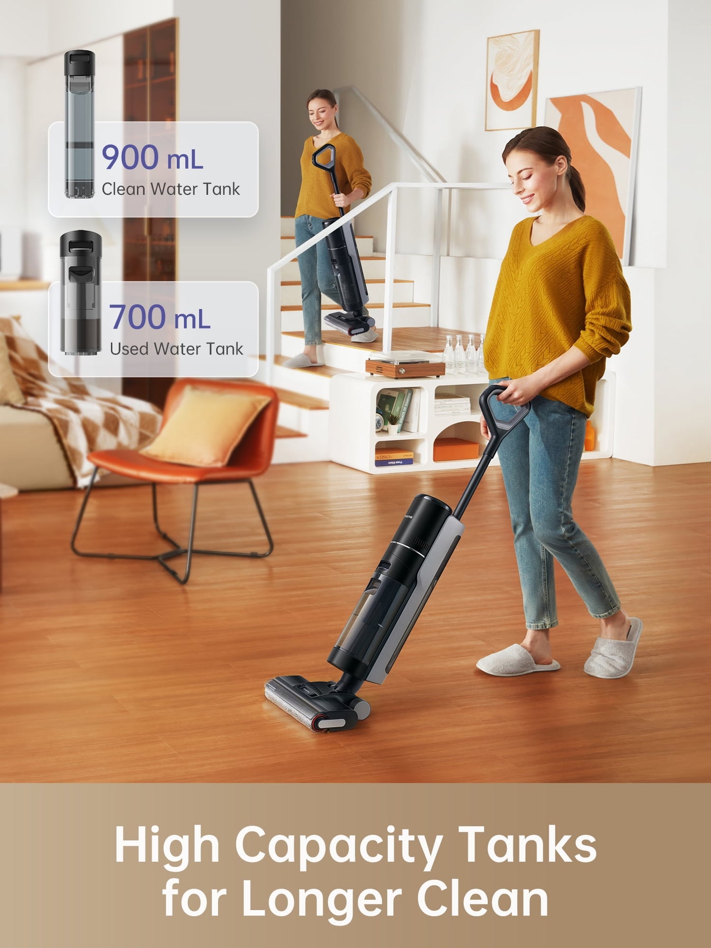 Dreame FloorX 302 Wet Dry Vacuum Cleaner, Vacuum Mop All in One with Auto Self-Cleaning, Floor Cleaner Machine for Hard Floor, 35 Mins Runtime, Edge Cleaning, Self-Propelled Vacuum Mop Combo