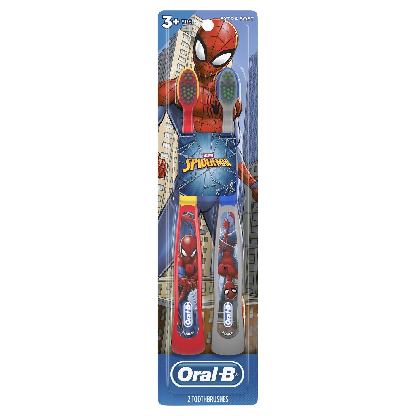 Oral-B Kids Ages 3+ Spider Man Toothbrush Power Tip Bristles, 2ct, 3-Pack
