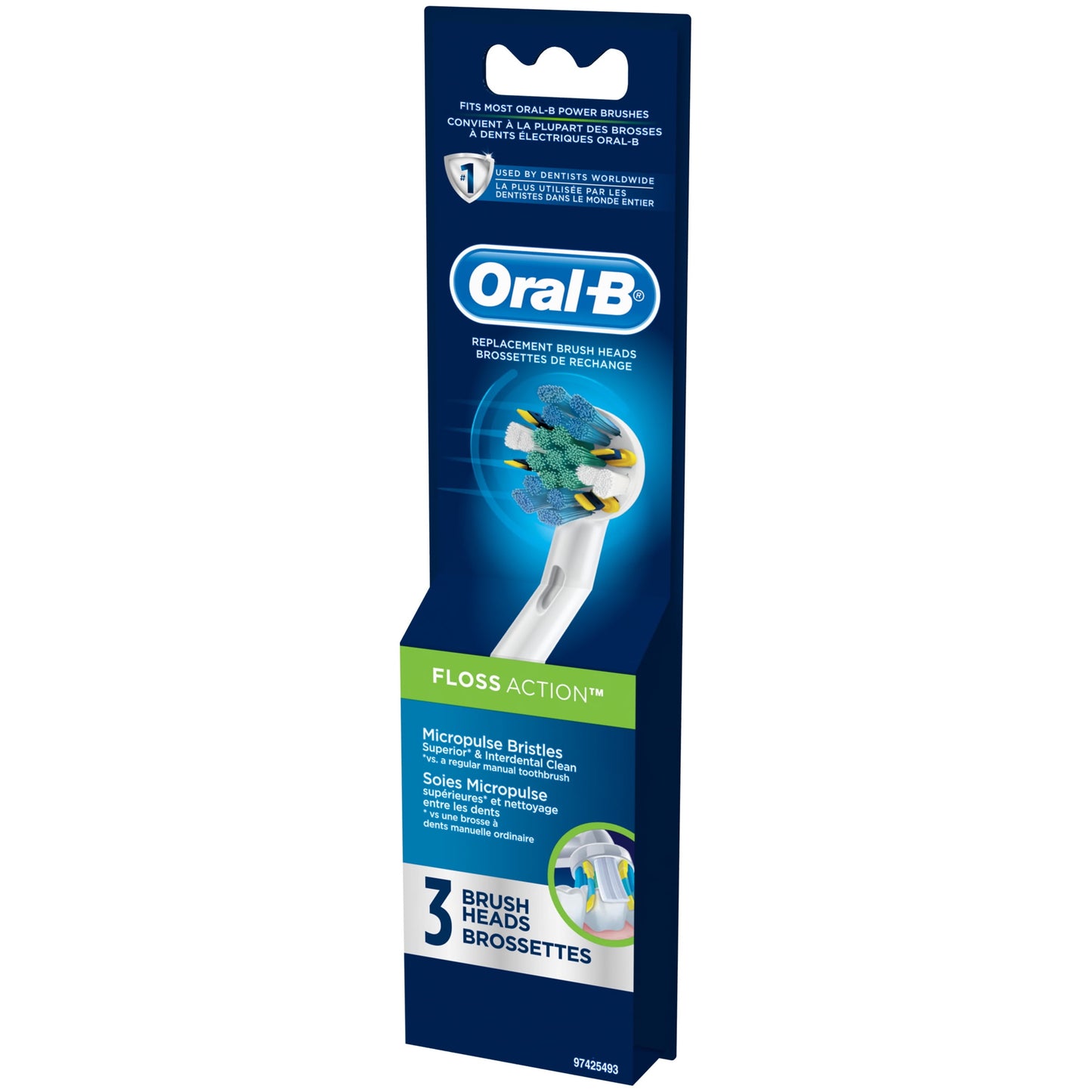 Oral-B Floss Action Replacement Brush Heads 3 ct Carded Pack