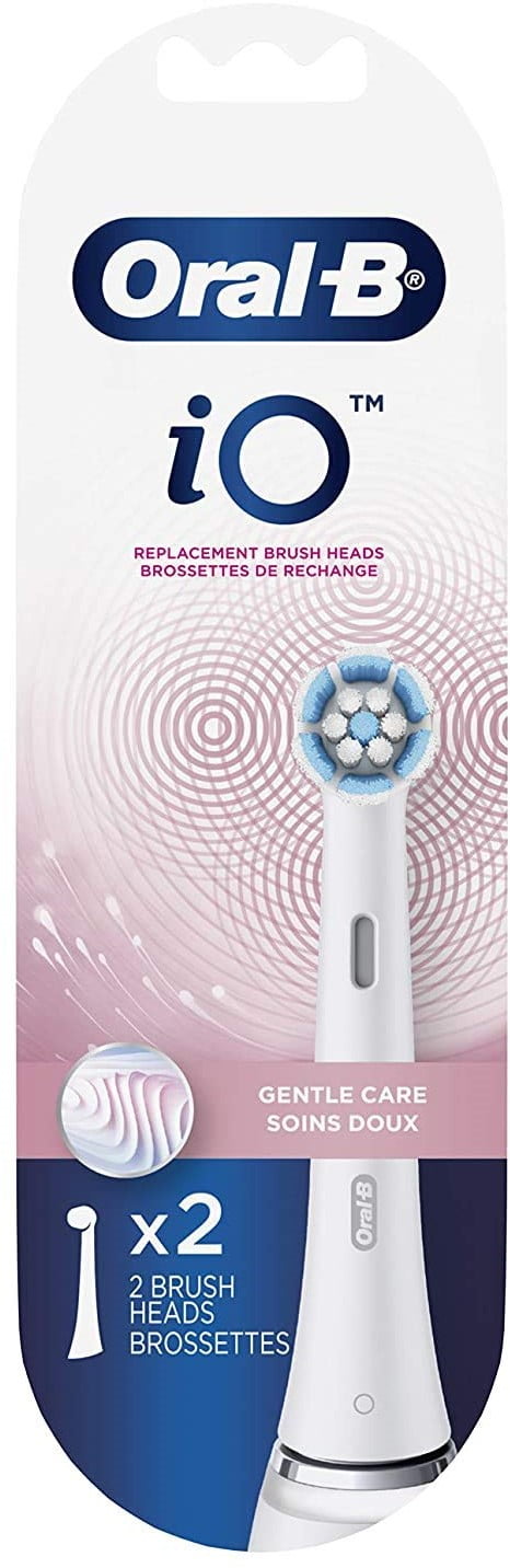 Oral-B iO Gentle Care Replacement Brush Heads, White, 2 Count, Adults and Children 3+