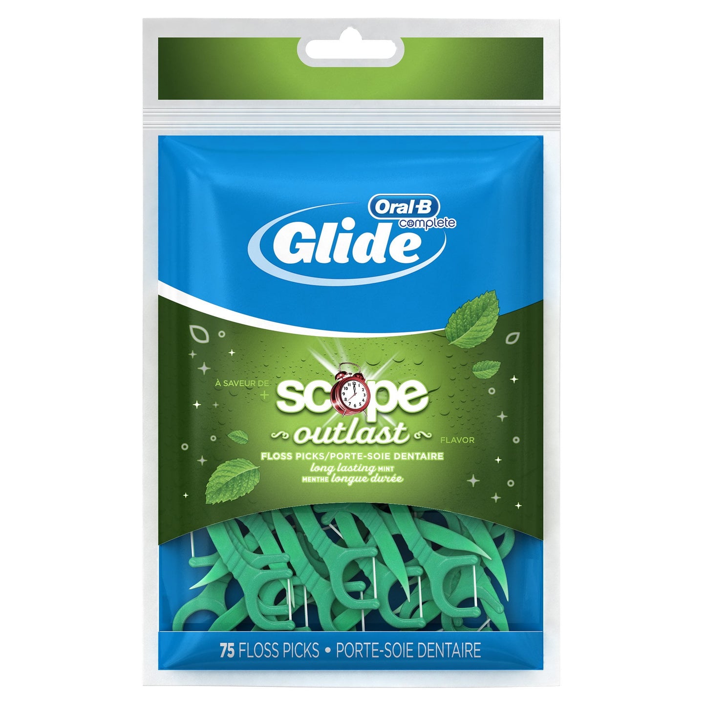 Oral B Glide Floss Picks Plusx 40Mm Outlast - Long Lasting Mint - 75 Ct Packaging May Vary