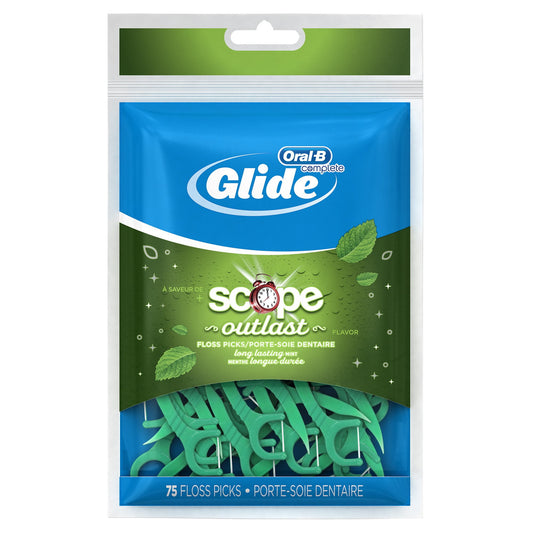 Oral B Glide Floss Picks Plusx 40Mm Outlast - Long Lasting Mint - 75 Ct Packaging May Vary