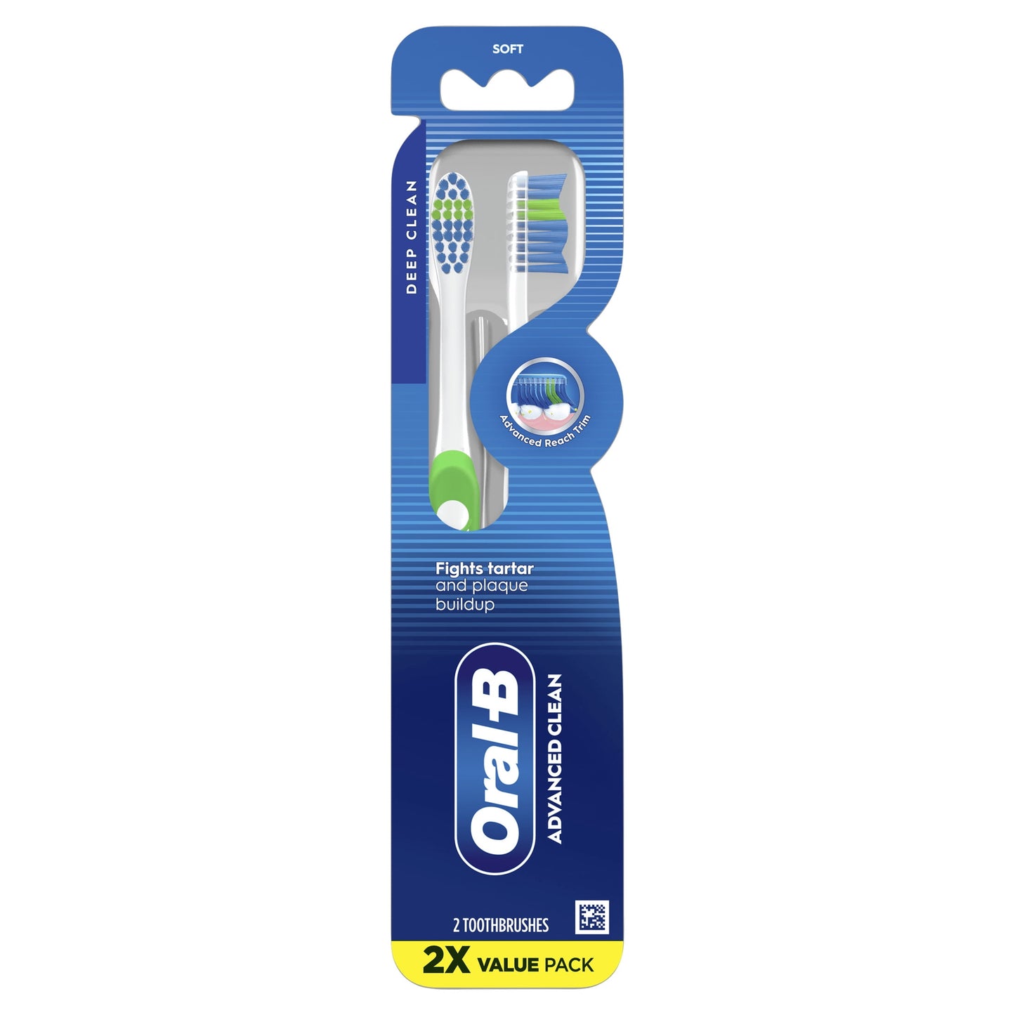 Oral-B Toothbrush Advanced Clean, Color Changing Bristles, Soft, 2 Count