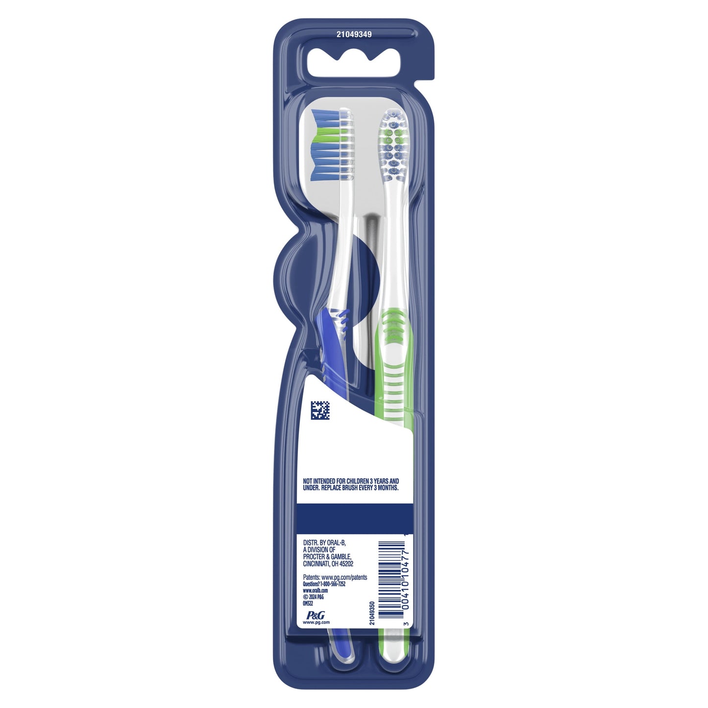 Oral-B Toothbrush Advanced Clean, Color Changing Bristles, Soft, 2 Count
