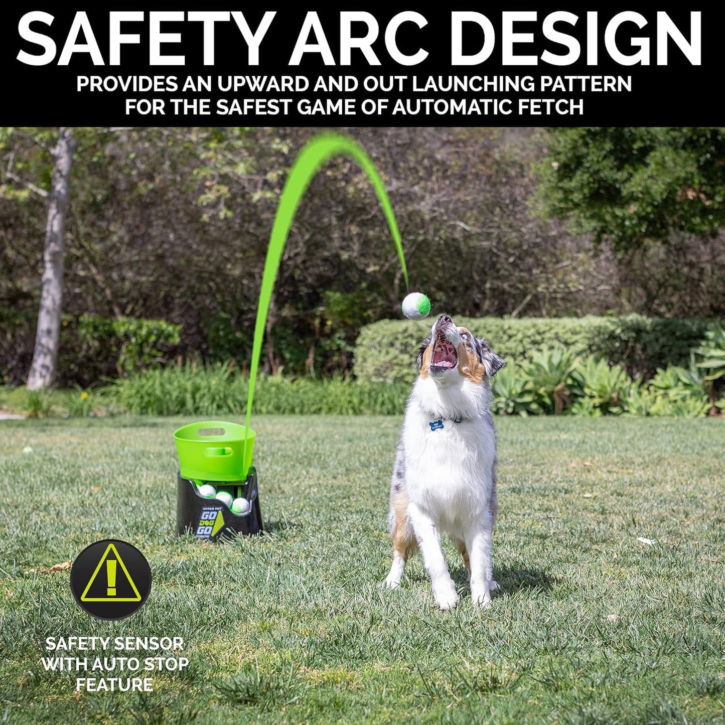 Hyper Pet GoDogGo Fetch Machine Dog Ball Launcher &amp; Automatic Ball Launcher for Dogs With 5 Medium 2.5" Balls for Dogs 20-60 lb