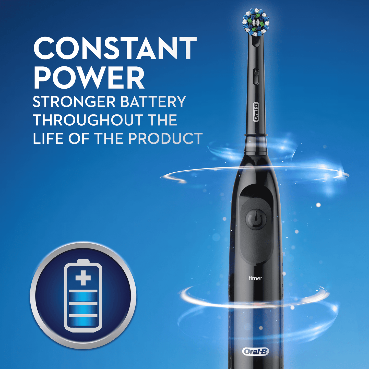 Oral-B Pro 100 CrossAction Battery Powered Toothbrush, 1 Count, Adults and Children 3+
