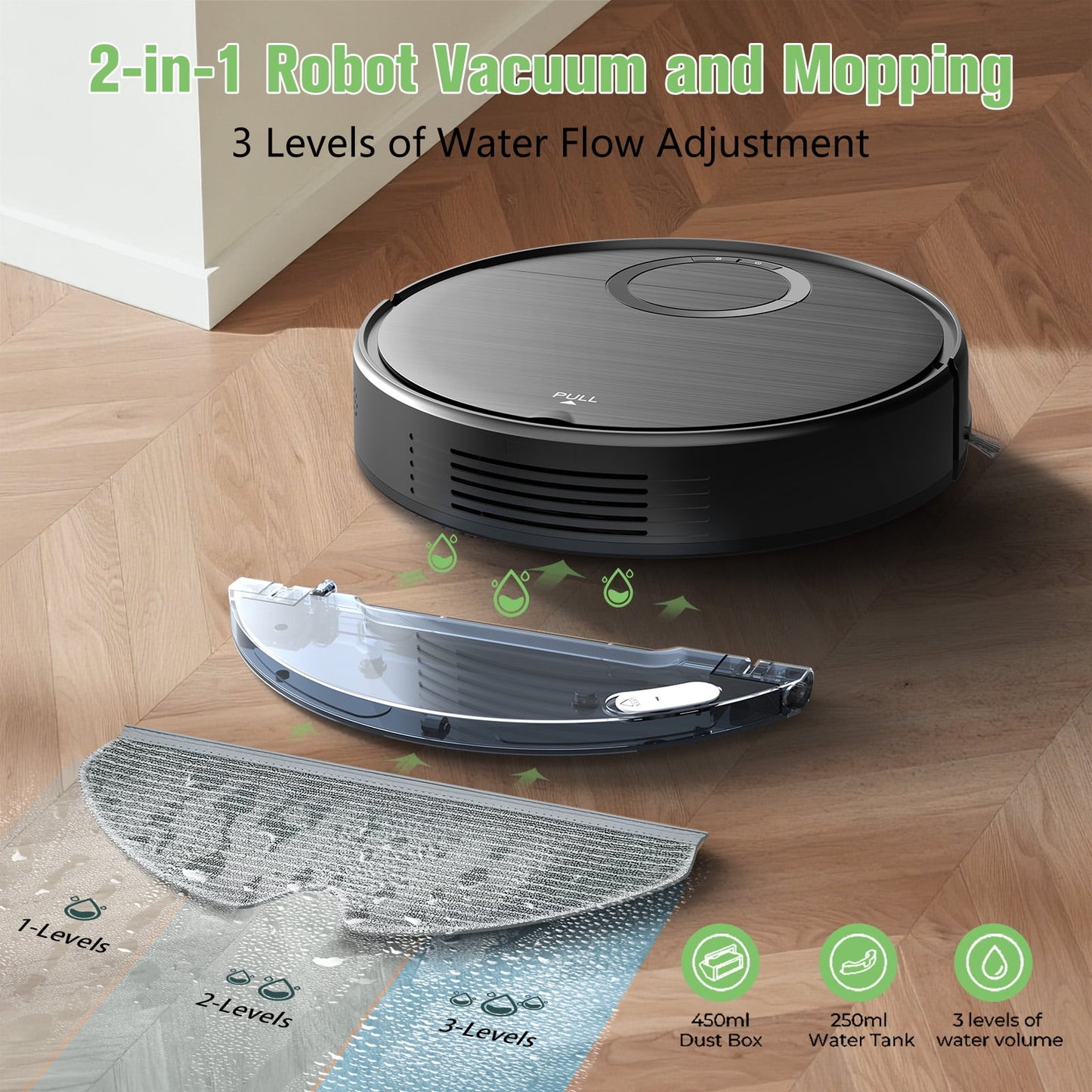 ONSON Robot Vacuum Cleaner, Robot Vacuum and Mop Combo with WIFI / Alexa for Pet Hair and Hard Floor