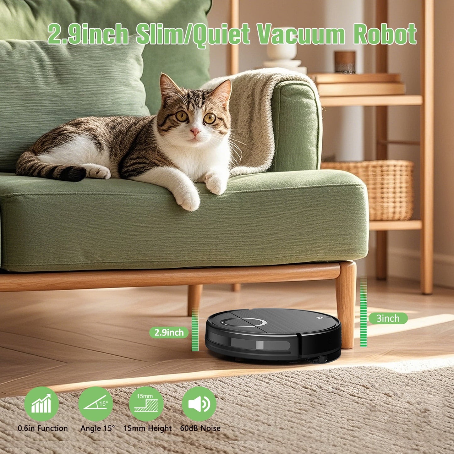 ONSON Robot Vacuum Cleaner, Robot Vacuum and Mop Combo with WIFI / Alexa for Pet Hair and Hard Floor