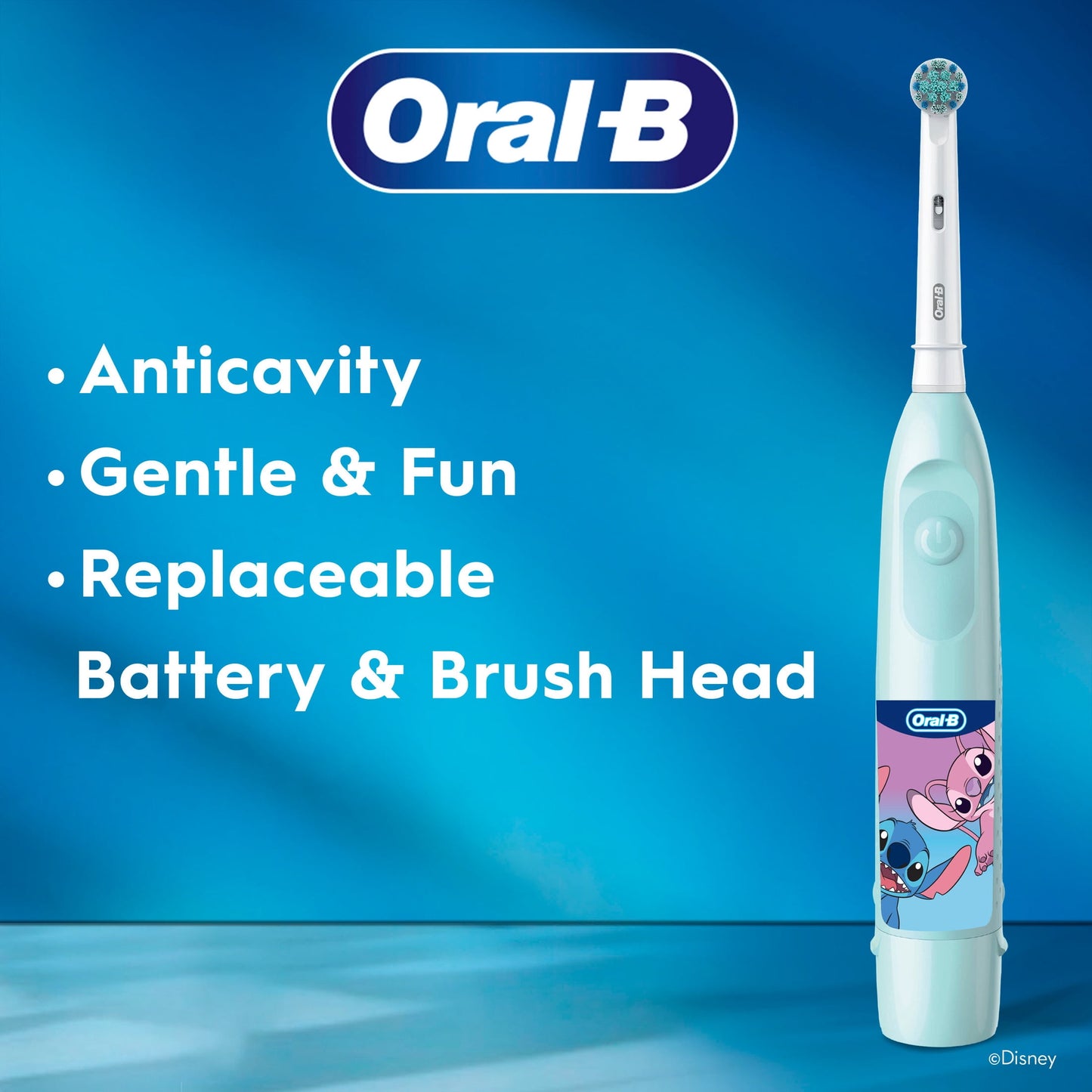 Oral-B Kids Toothbrush, STITCH Electric Battery Powered Toothbrush for Ages 3+, Extra Soft Bristles