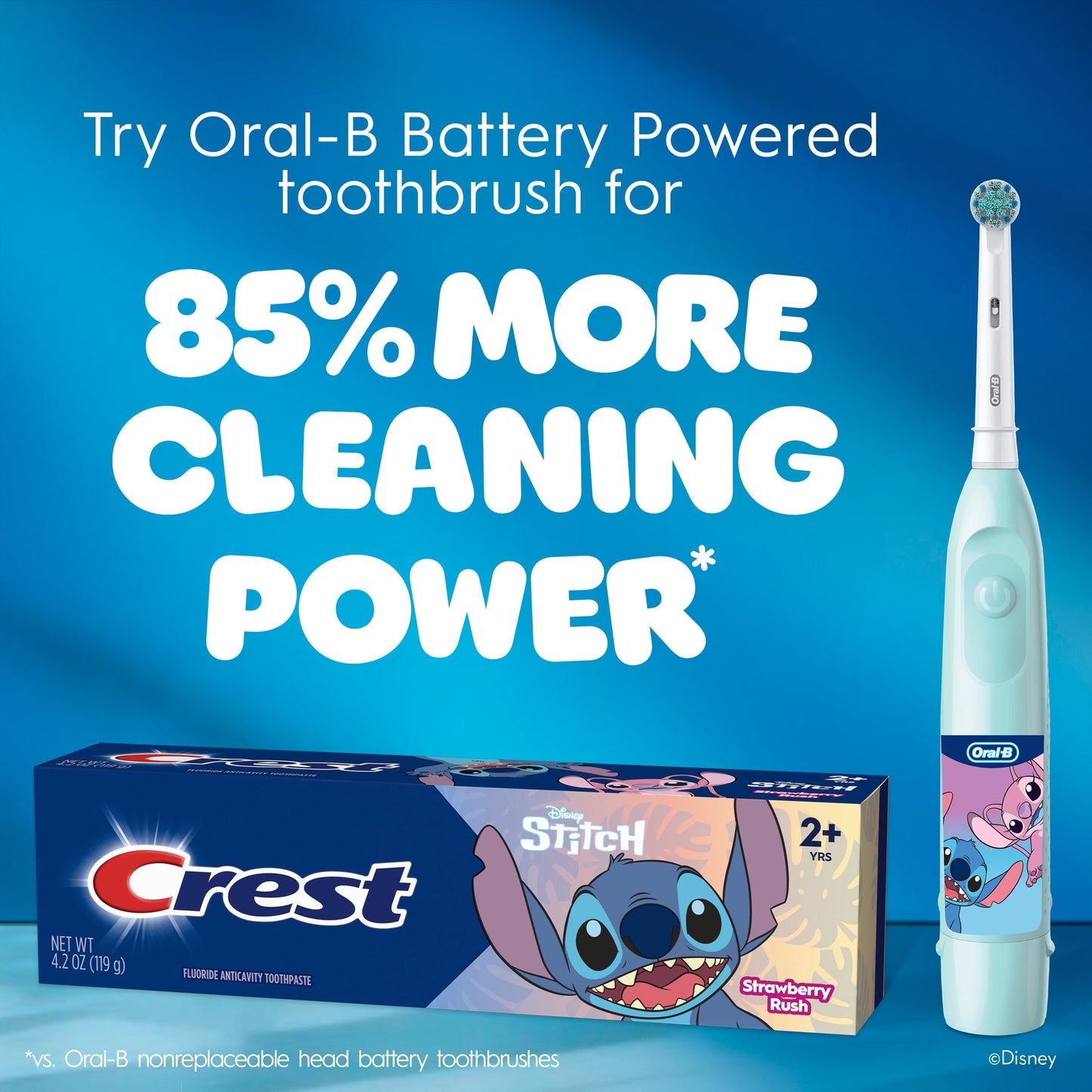 Oral-B Kids Toothbrush, STITCH Electric Battery Powered Toothbrush for Ages 3+, Extra Soft Bristles