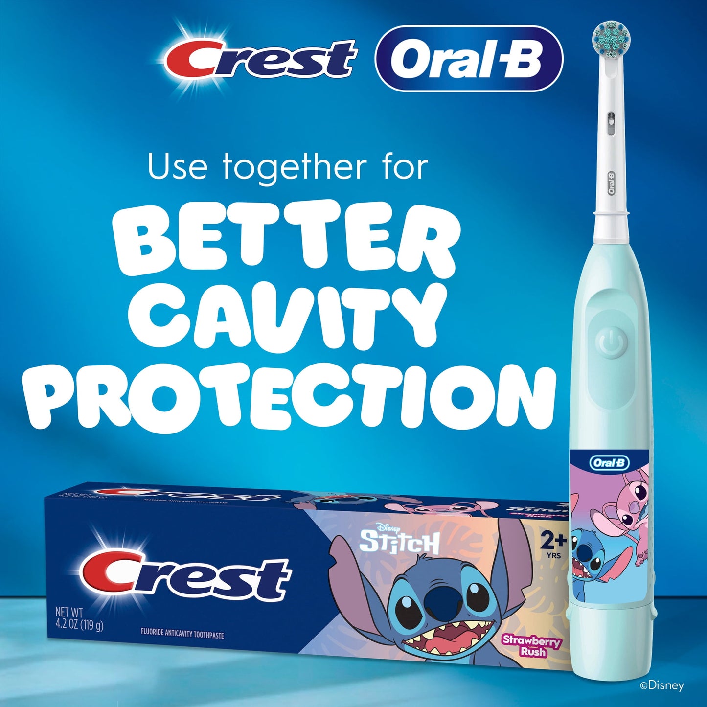 Oral-B Kids Toothbrush, STITCH Electric Battery Powered Toothbrush for Ages 3+, Extra Soft Bristles