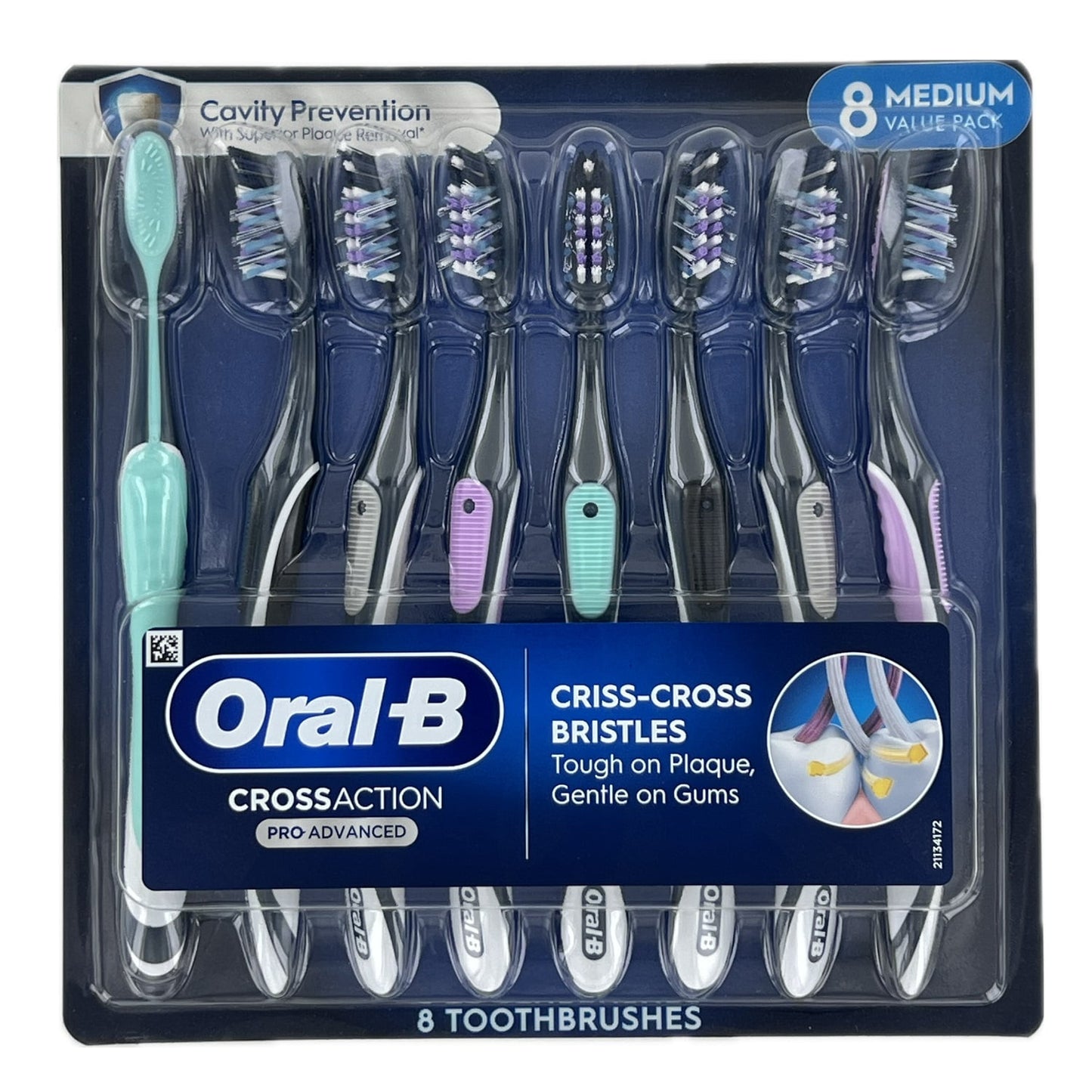 Oral-B Cross Action Pro Advanced Toothbrush, 8 Count (Medium)