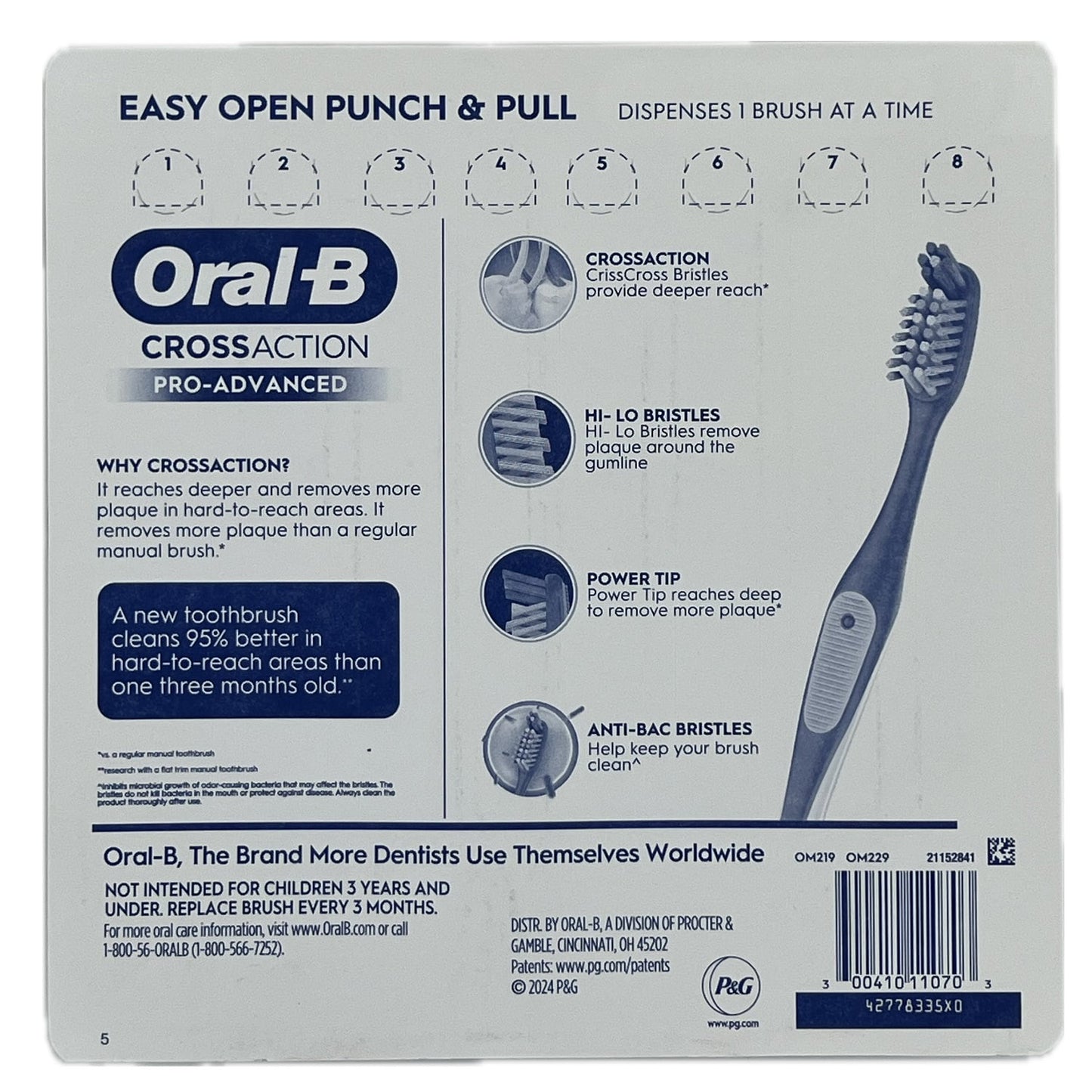 Oral-B Cross Action Pro Advanced Toothbrush, 8 Count (Medium)
