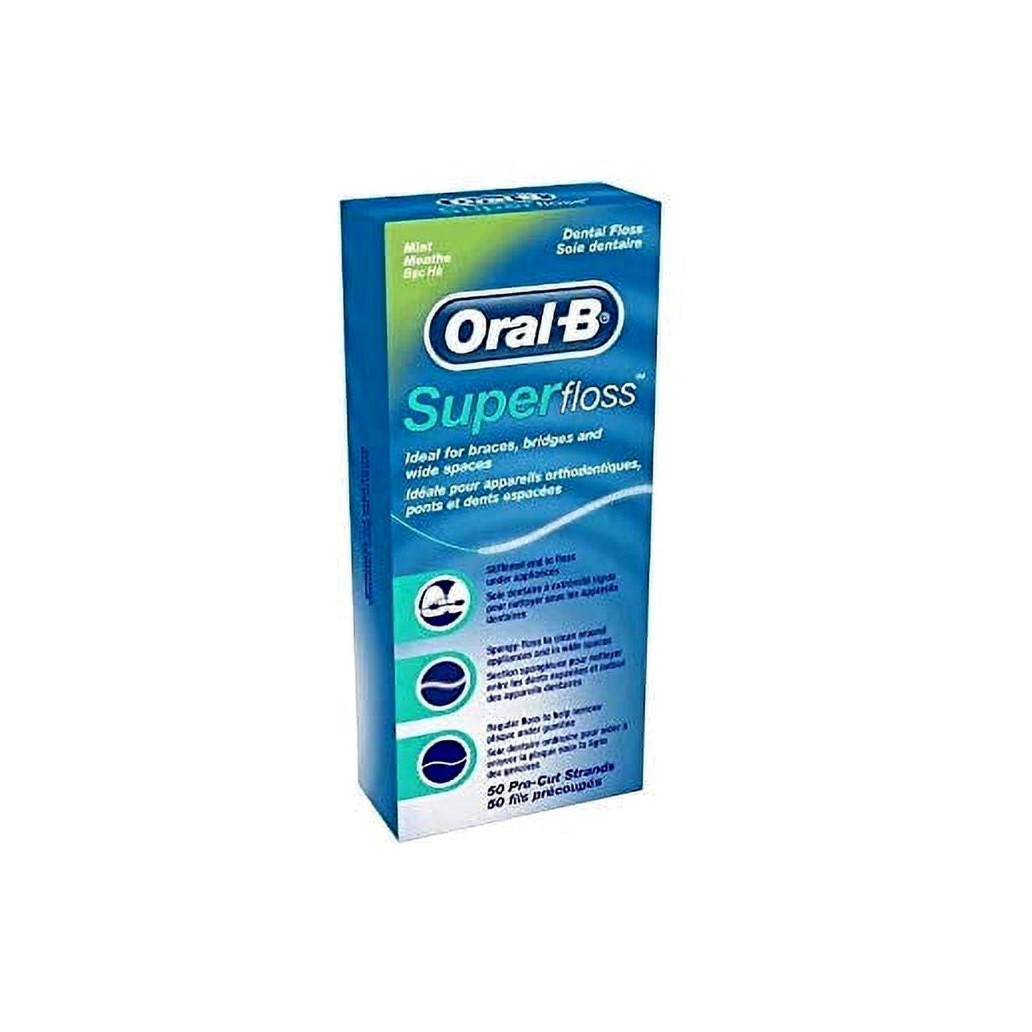 Oral-B Super Floss Mint .. .. Dental Floss for .. Braces .. Bridges - .. 50 Strips .. (Pack .. of 6)