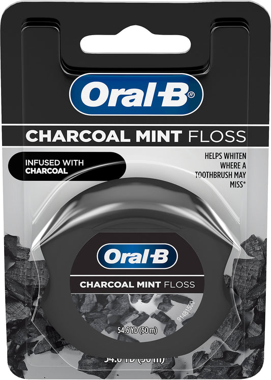 Oral-B Charcoal Mint Dental Floss, Cavity Defense, Waxed, 50m