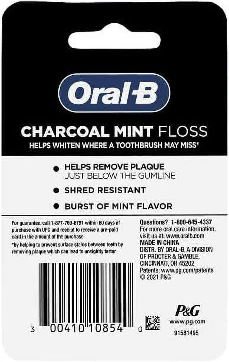 Oral-B Charcoal Mint Dental Floss, Cavity Defense, Waxed, 50m