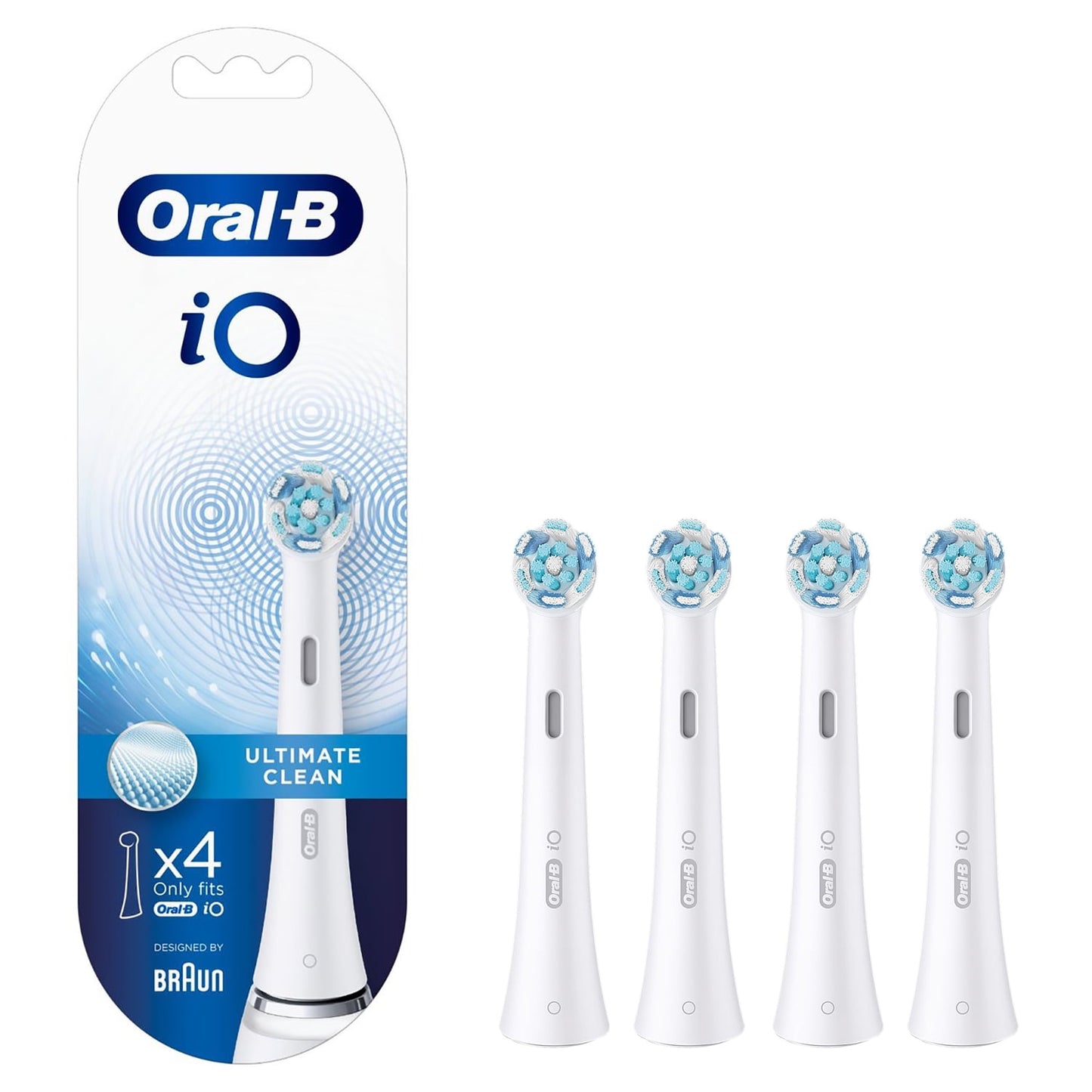 Oral-B iO Series Ultimate Clean Electric Toothbrush Replacement Brush Heads for an Oral-B Electric Toothbrush, 4 count, White