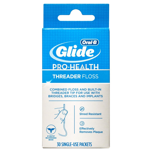 Oral-B Floss, Glide Pro-Health Dental Floss Threader for Braces and Dental Work, 30 Count
