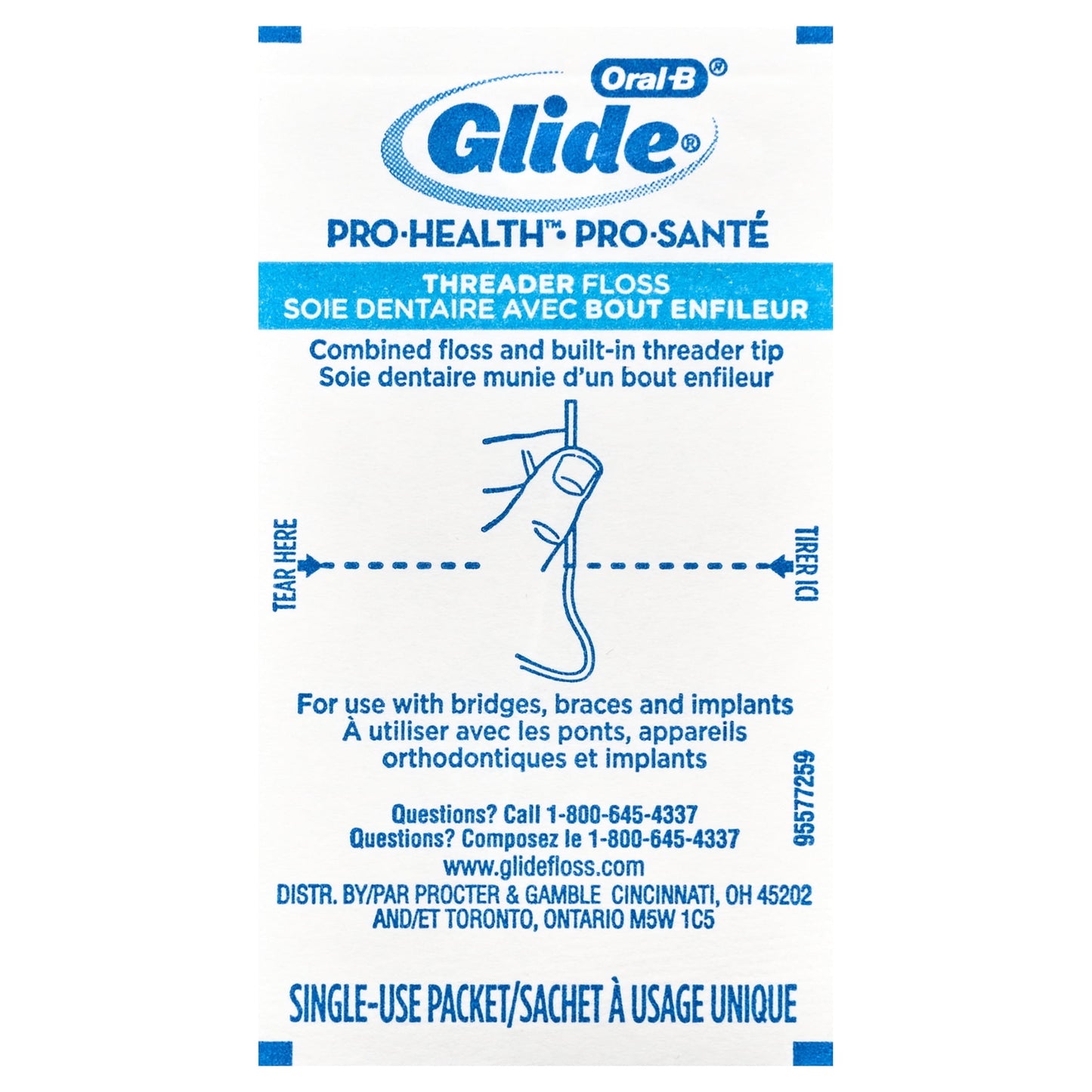 Oral-B Floss, Glide Pro-Health Dental Floss Threader for Braces and Dental Work, 30 Count