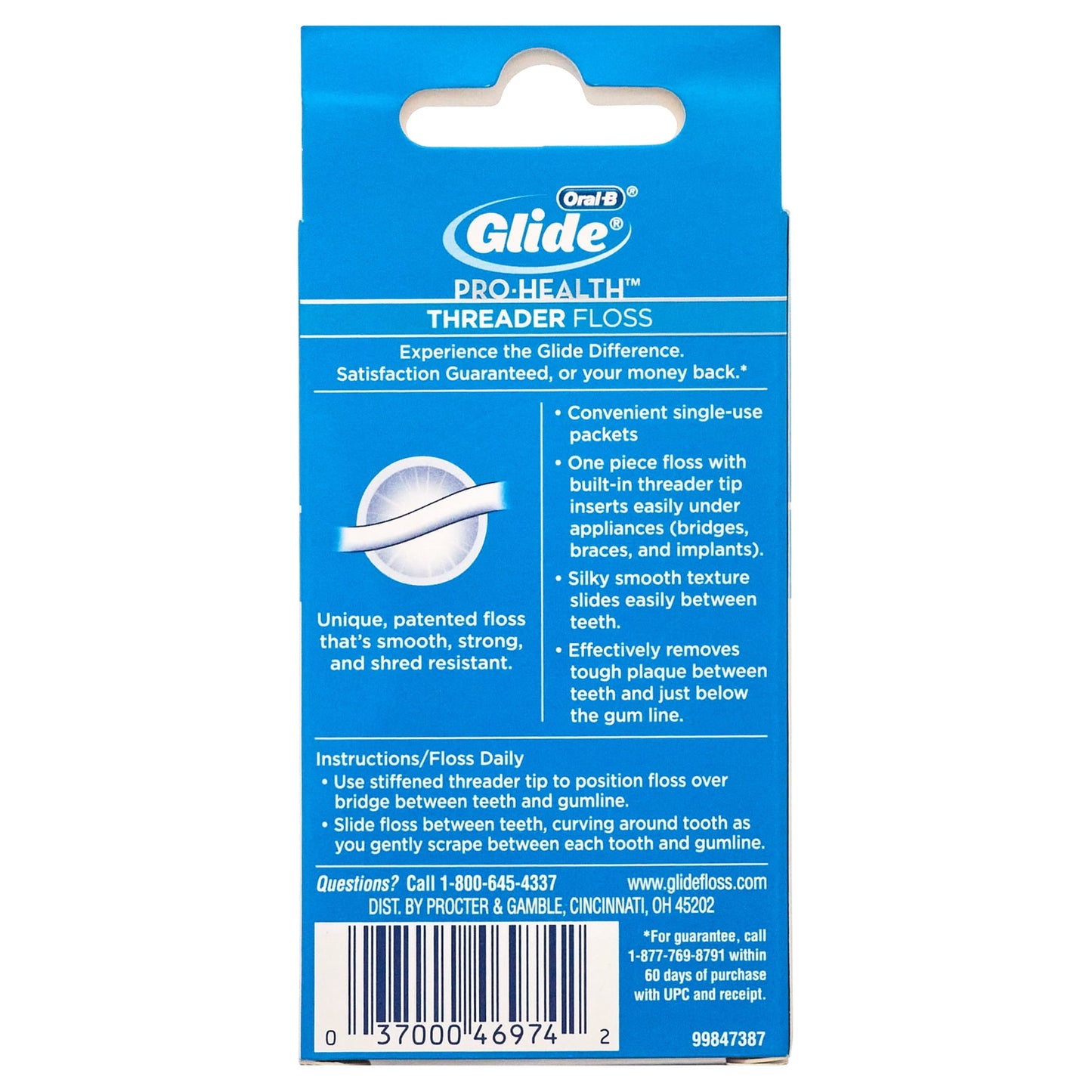 Oral-B Floss, Glide Pro-Health Dental Floss Threader for Braces and Dental Work, 30 Count