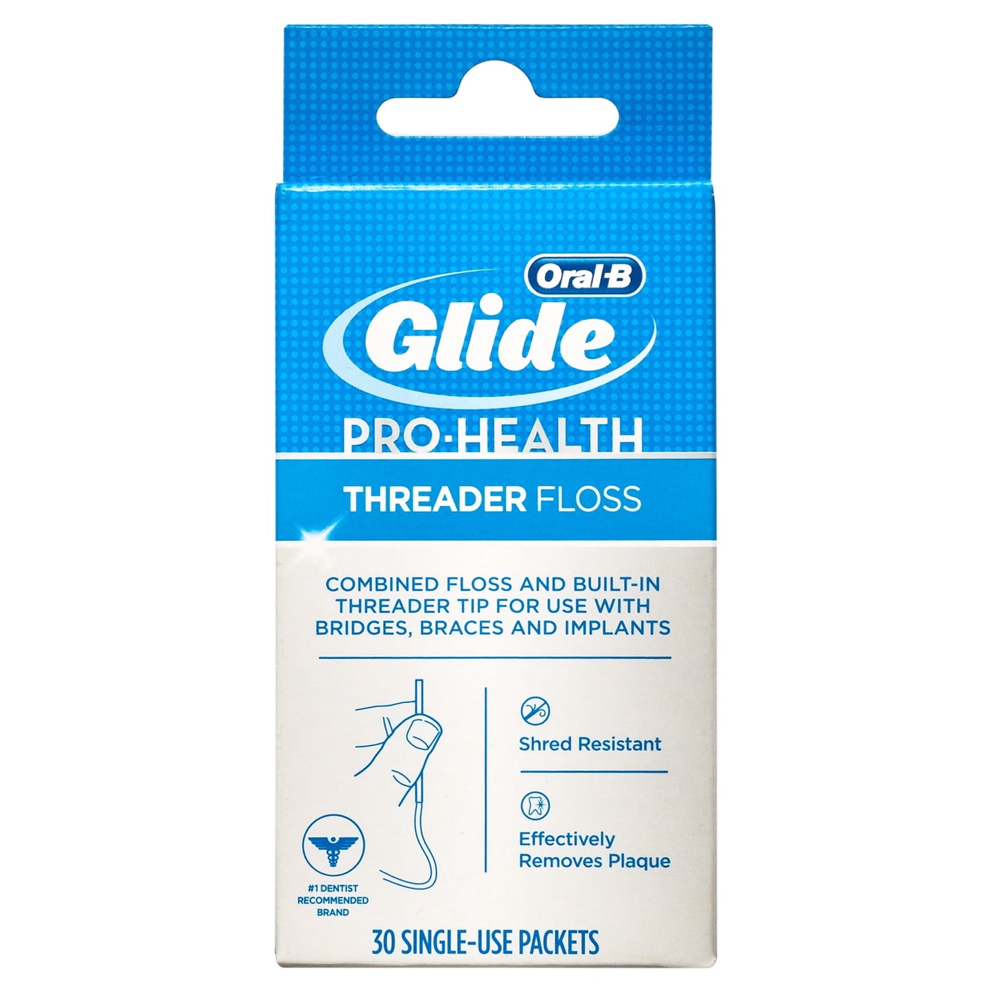 Oral-B Floss, Glide Pro-Health Dental Floss Threader for Braces and Dental Work, 30 Count