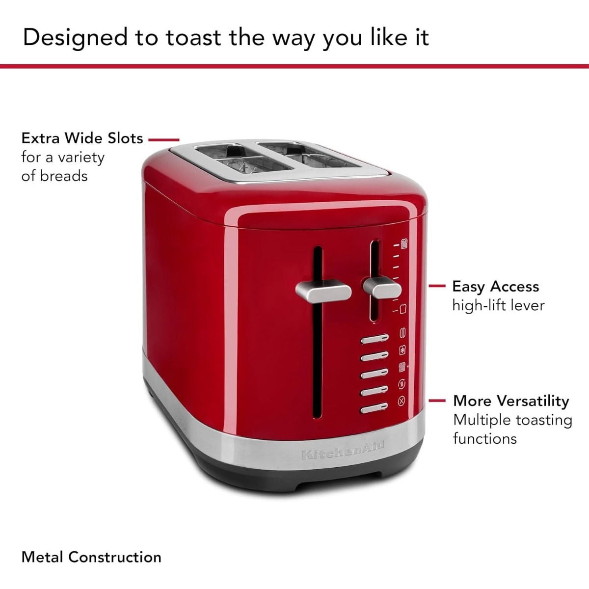 KitchenAid 2 Slice Metal Toaster | Empire Red