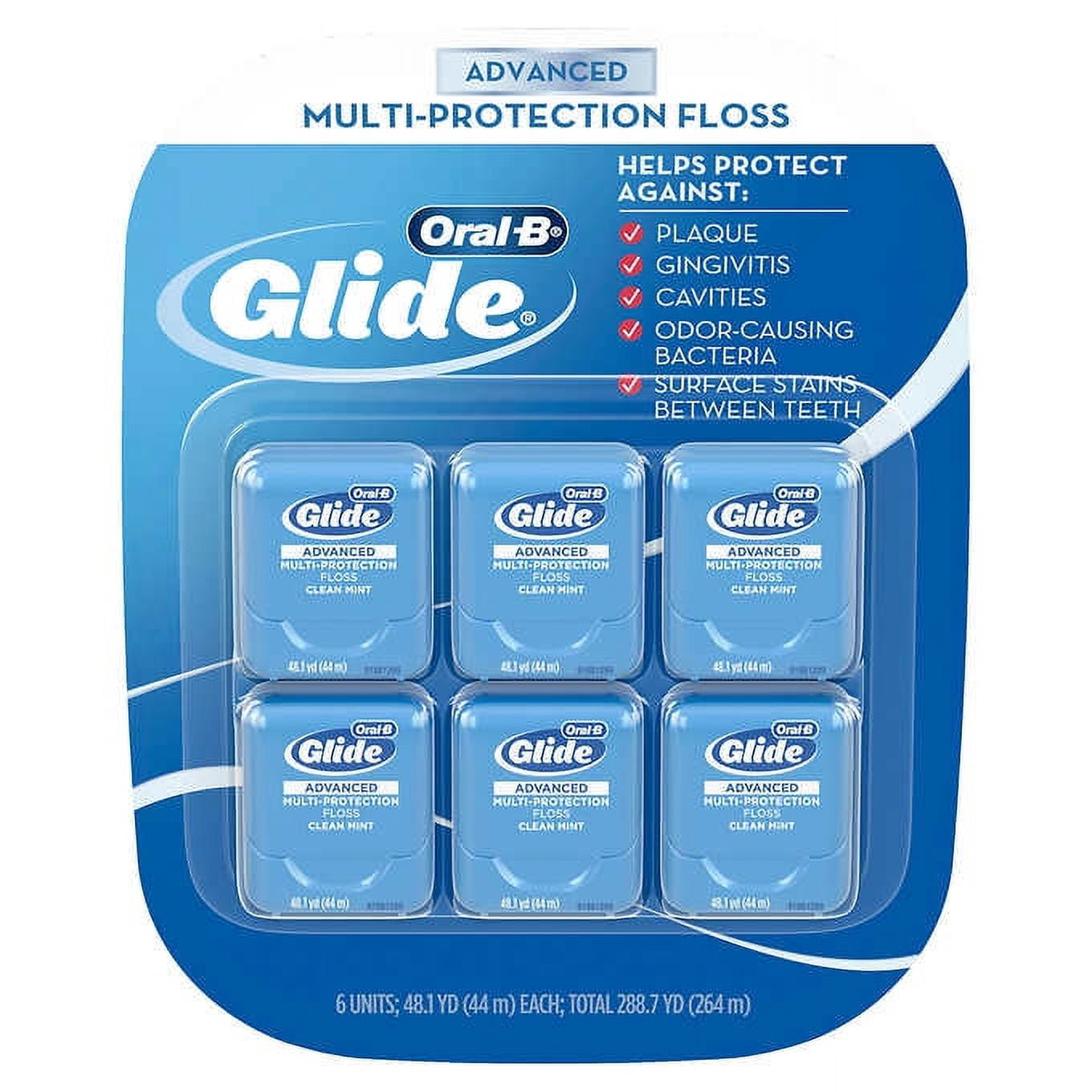 Oral-B Glide Floss, Advanced Bacterial Defense, 6 Count