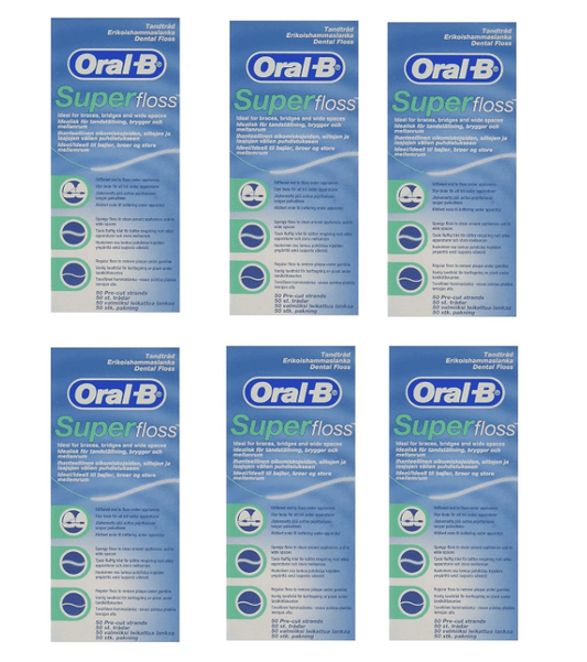 Oral-B Superfloss Dental Floss Pre-Cut Strands, Mint - 50 Ea, 6 Pack