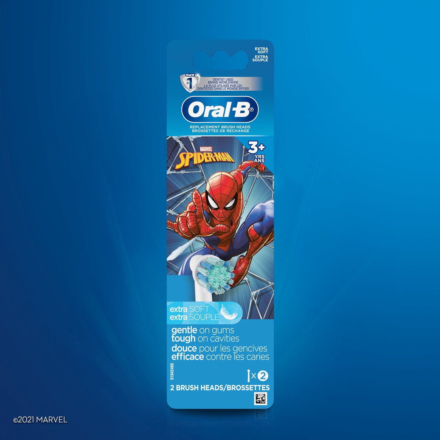 Oral-B Kids Extra Soft Replacement Brush Heads featuring Marvel's Spiderman, 2 count