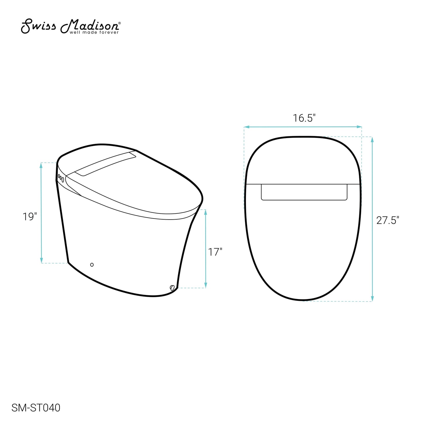 Viro Smart Tankless Elongated Toilet, Touchless Vortex™ Dual-Flush 1.1/1.6 gpf