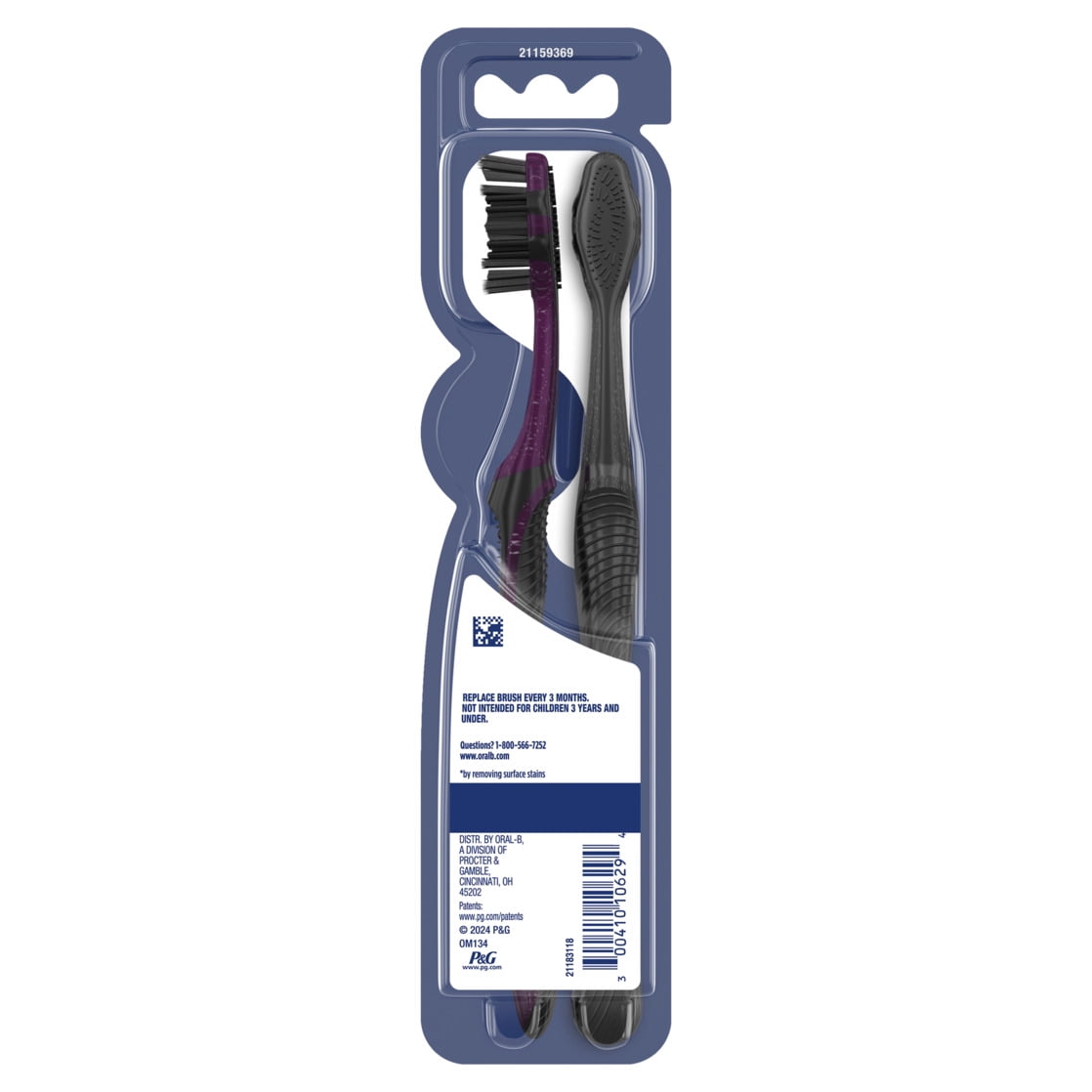 Oral-B Advanced Whitening Charcoal Toothbrushes, Soft, 2 Count