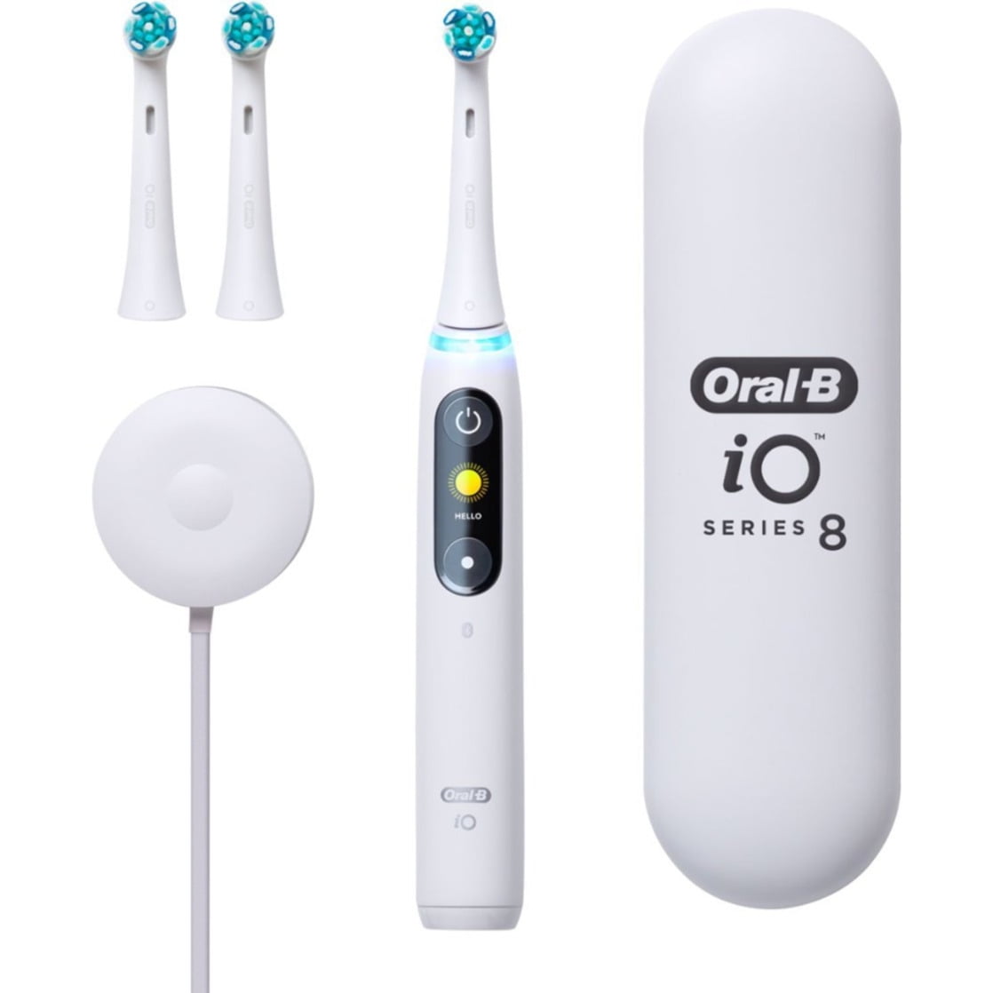 Oral-B iO Series 8 Electric Toothbrush with 3 Brush Heads, Violet Ametrine, for Adults and Children 3+.